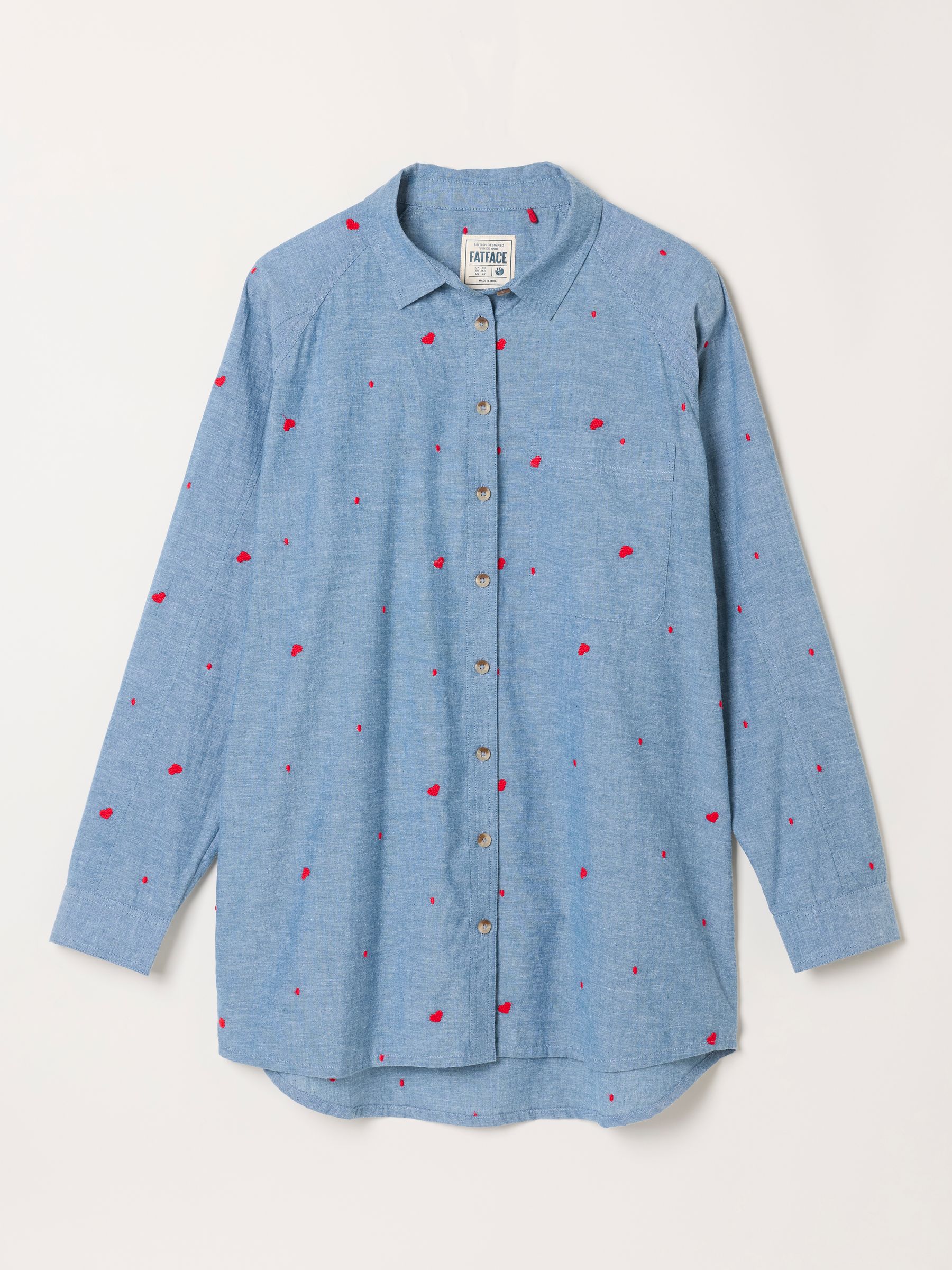Bessie Chambray Blue Embroidered Check Shirt - Image 6 of 6