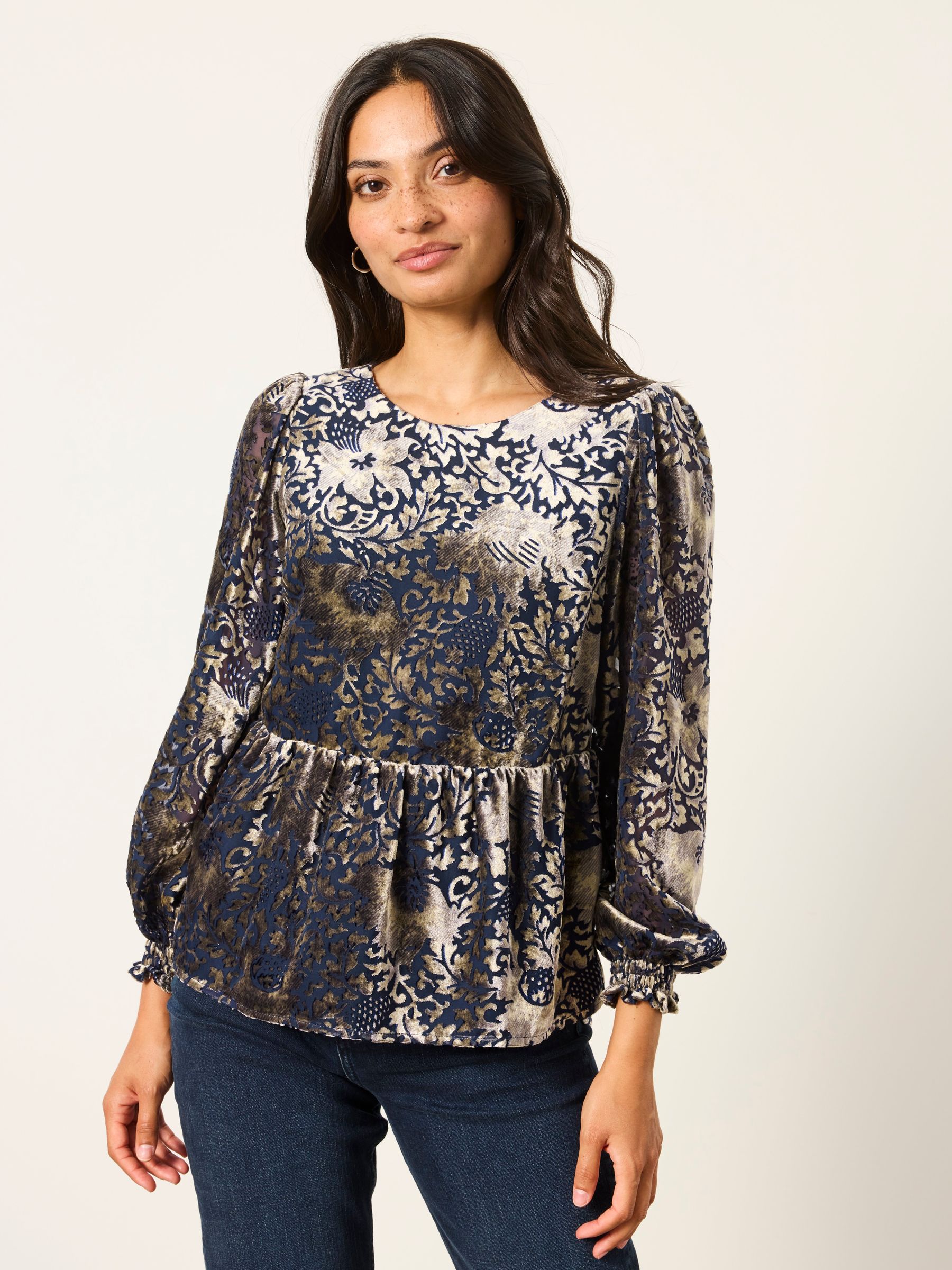 Veronica Ink Devore Blouse - Image 1 of 7
