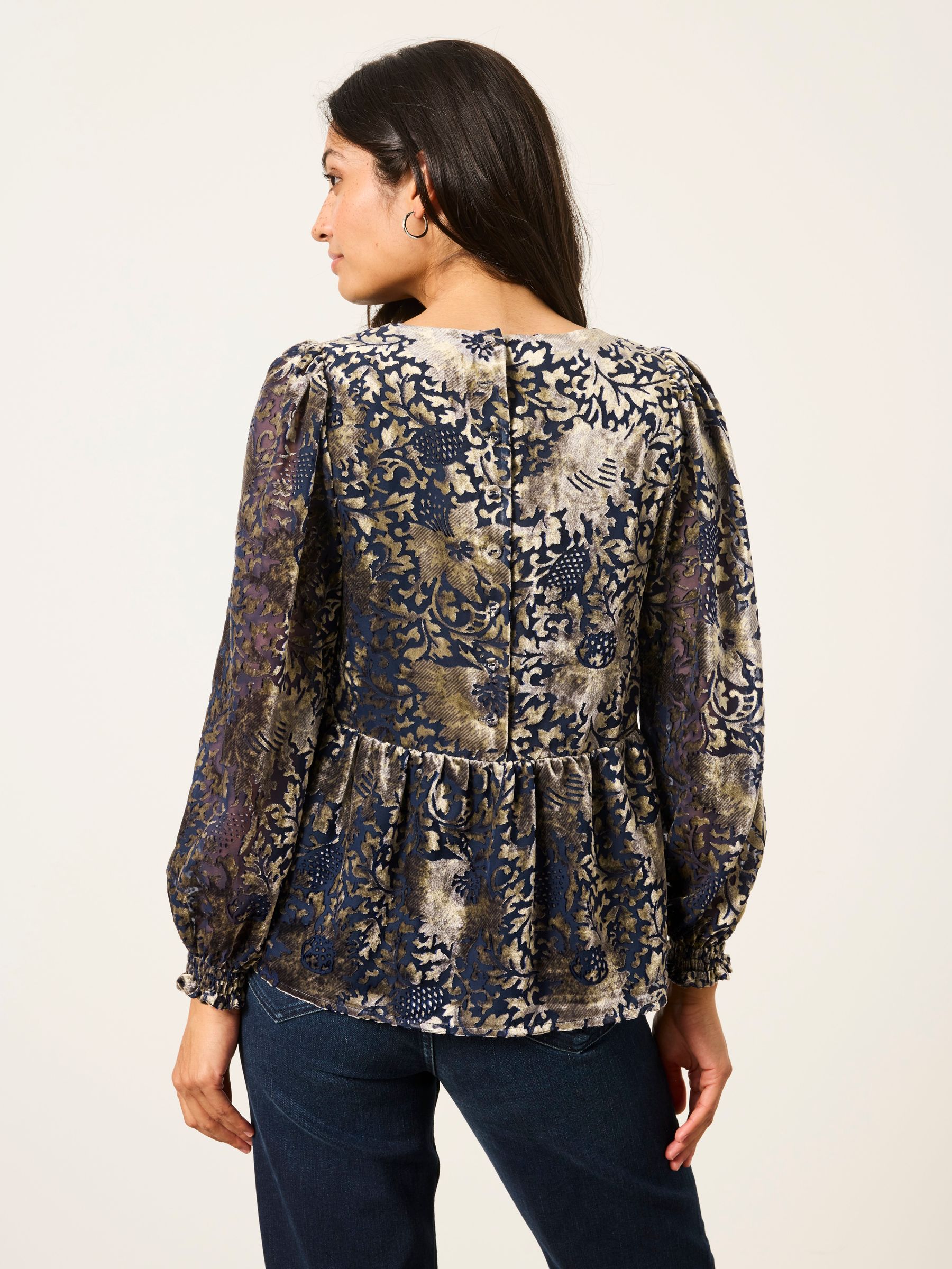 Veronica Ink Devore Blouse - Image 2 of 7
