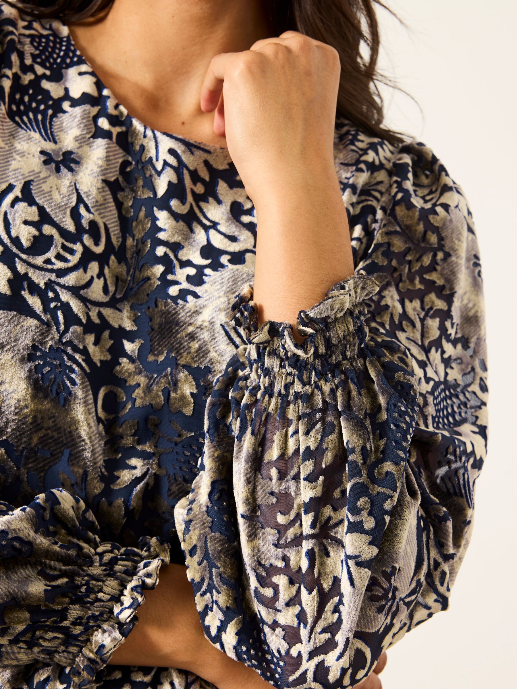 Veronica Ink Devore Blouse - Image 3 of 7