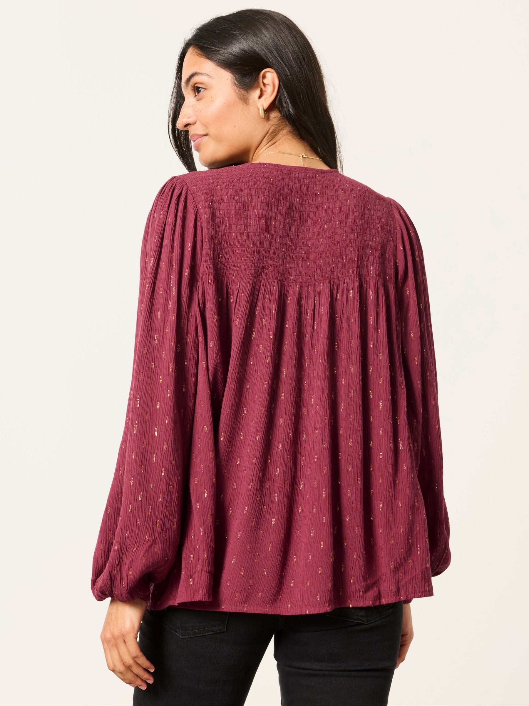 Nessie Red Metallic Blouse - Image 2 of 6 Nessie Red Metallic Blouse - Image 2 of 6