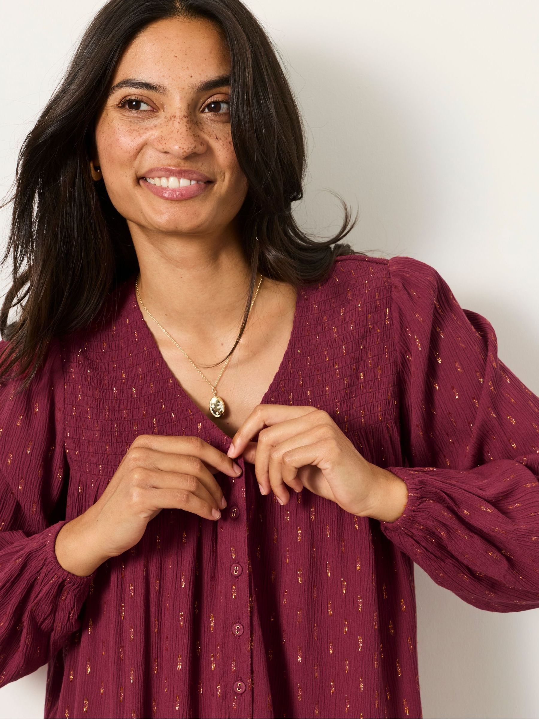 Nessie Red Metallic Blouse - Image 3 of 6