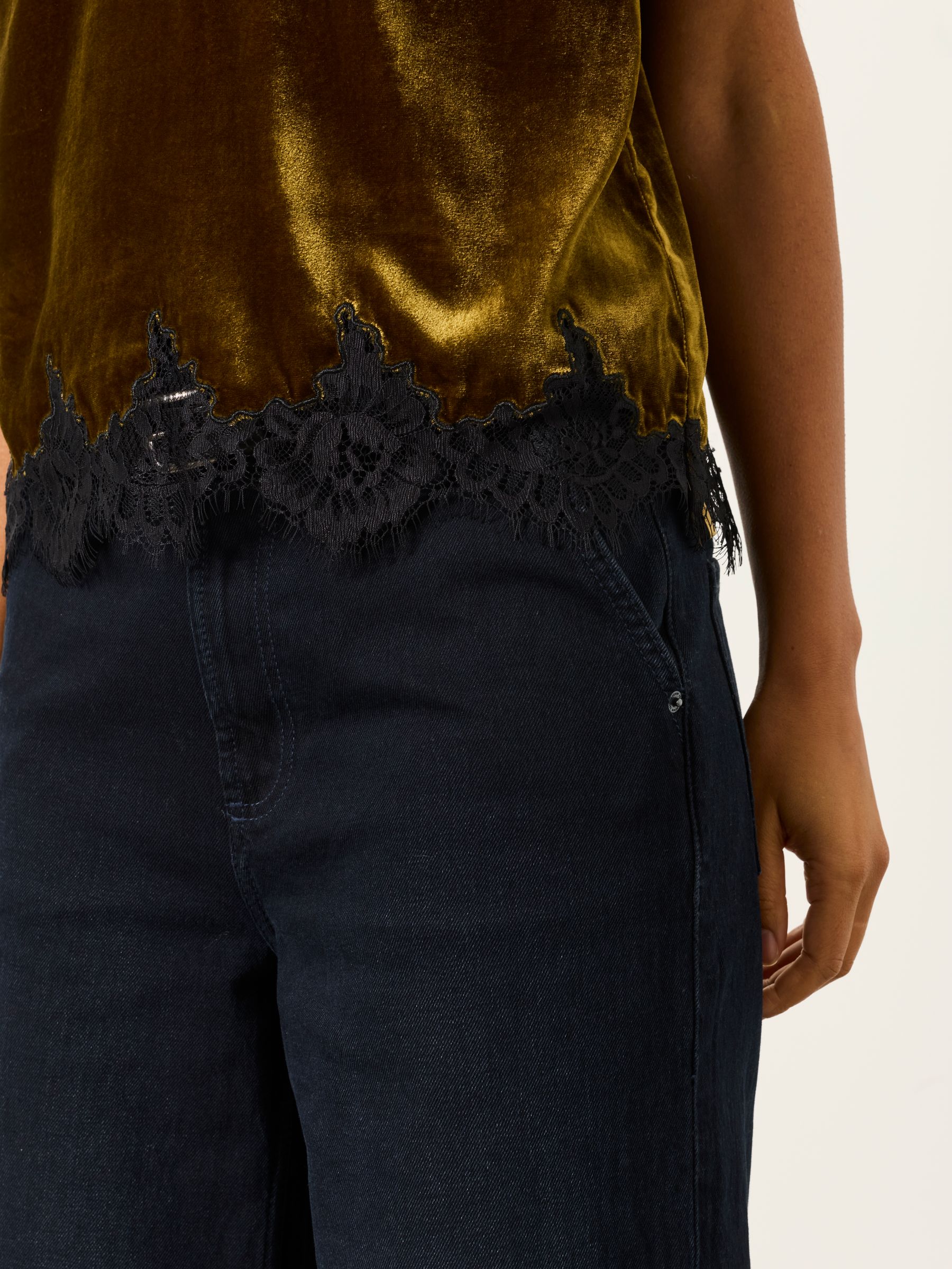 Maddie Olive Green Velvet Blouse - Image 4 of 4