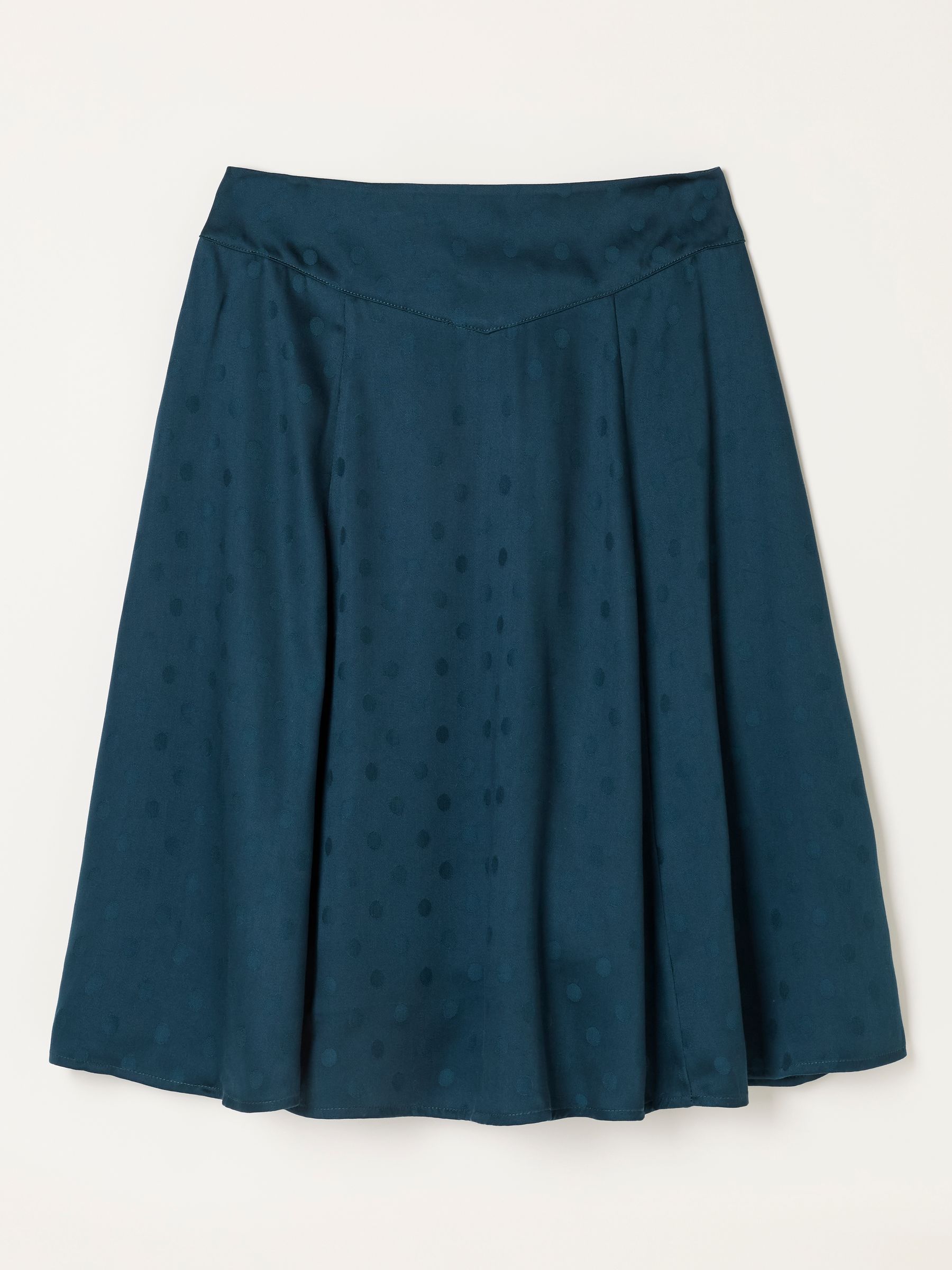 Selena Teal Blue Polka Dot Satin Mini Skirt - Image 6 of 7