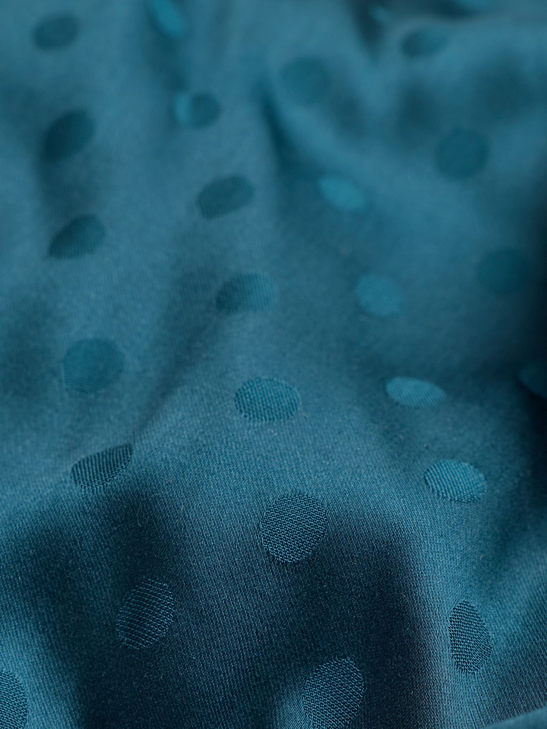 Selena Teal Blue Polka Dot Satin Mini Skirt - Image 7 of 7 Selena Teal Blue Polka Dot Satin Mini Skirt - Image 7 of 7