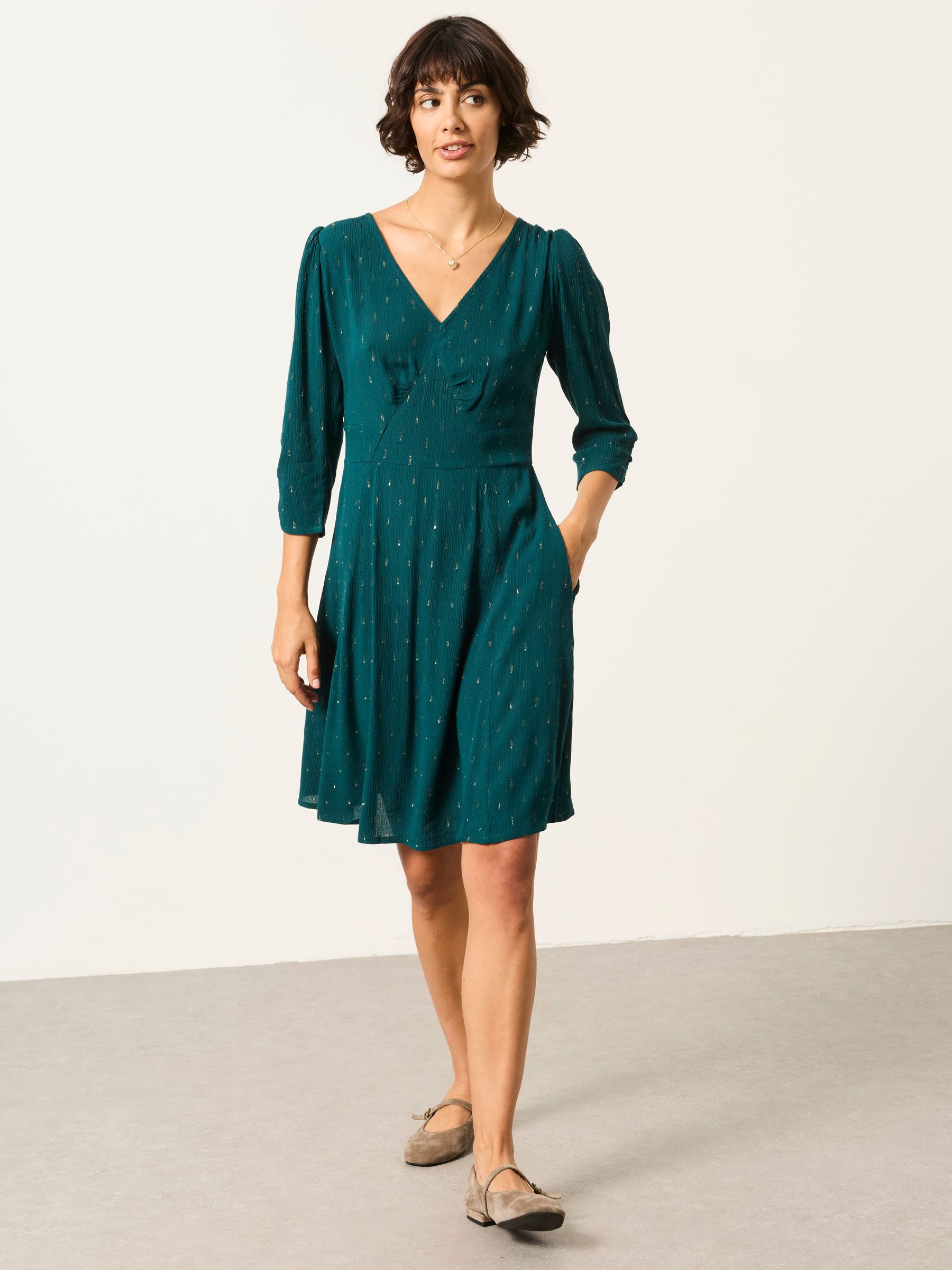 Anya Teal Blue Spot Dress - Image 1 of 6