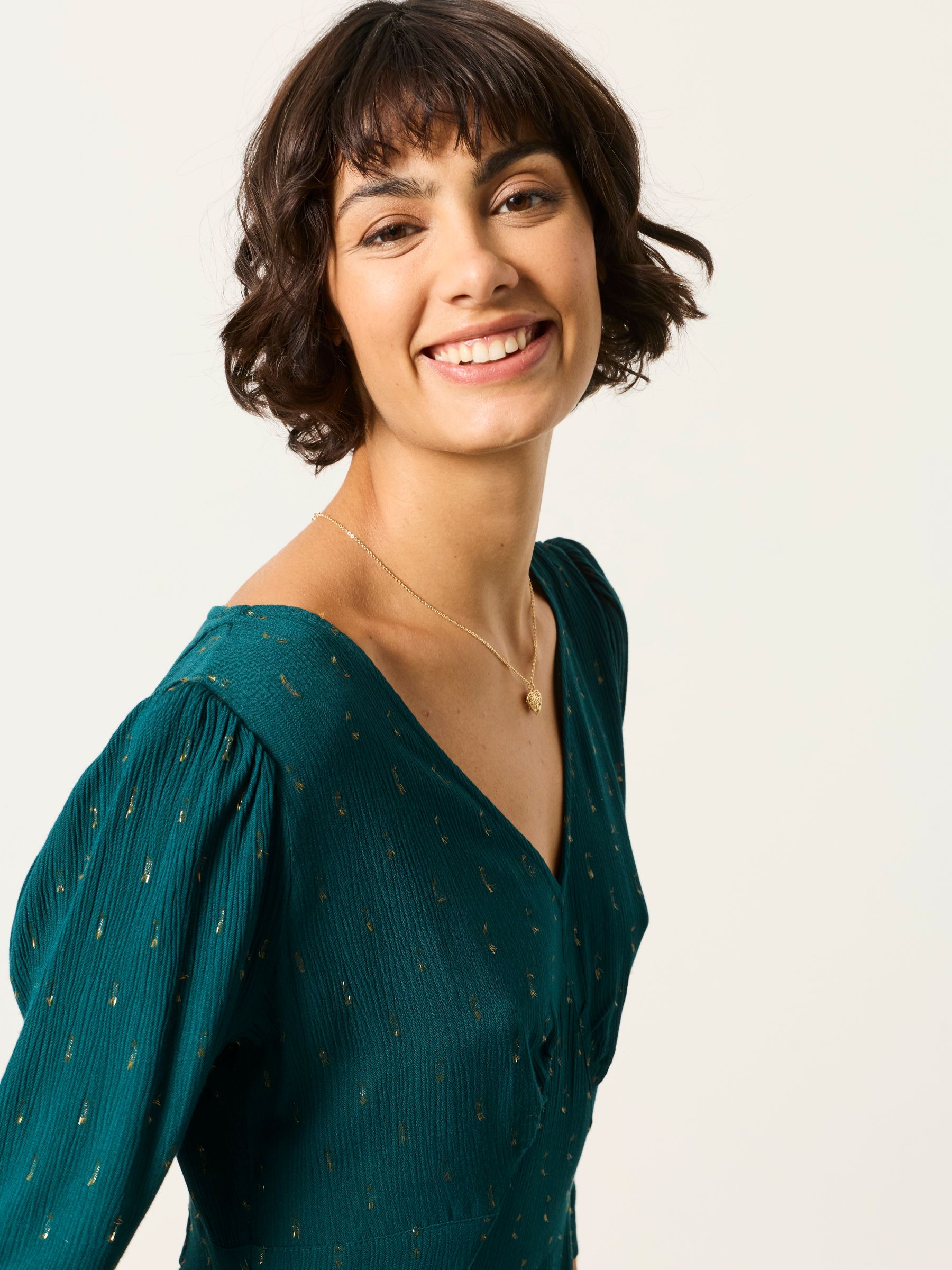 Anya Teal Blue Spot Dress - Image 3 of 6