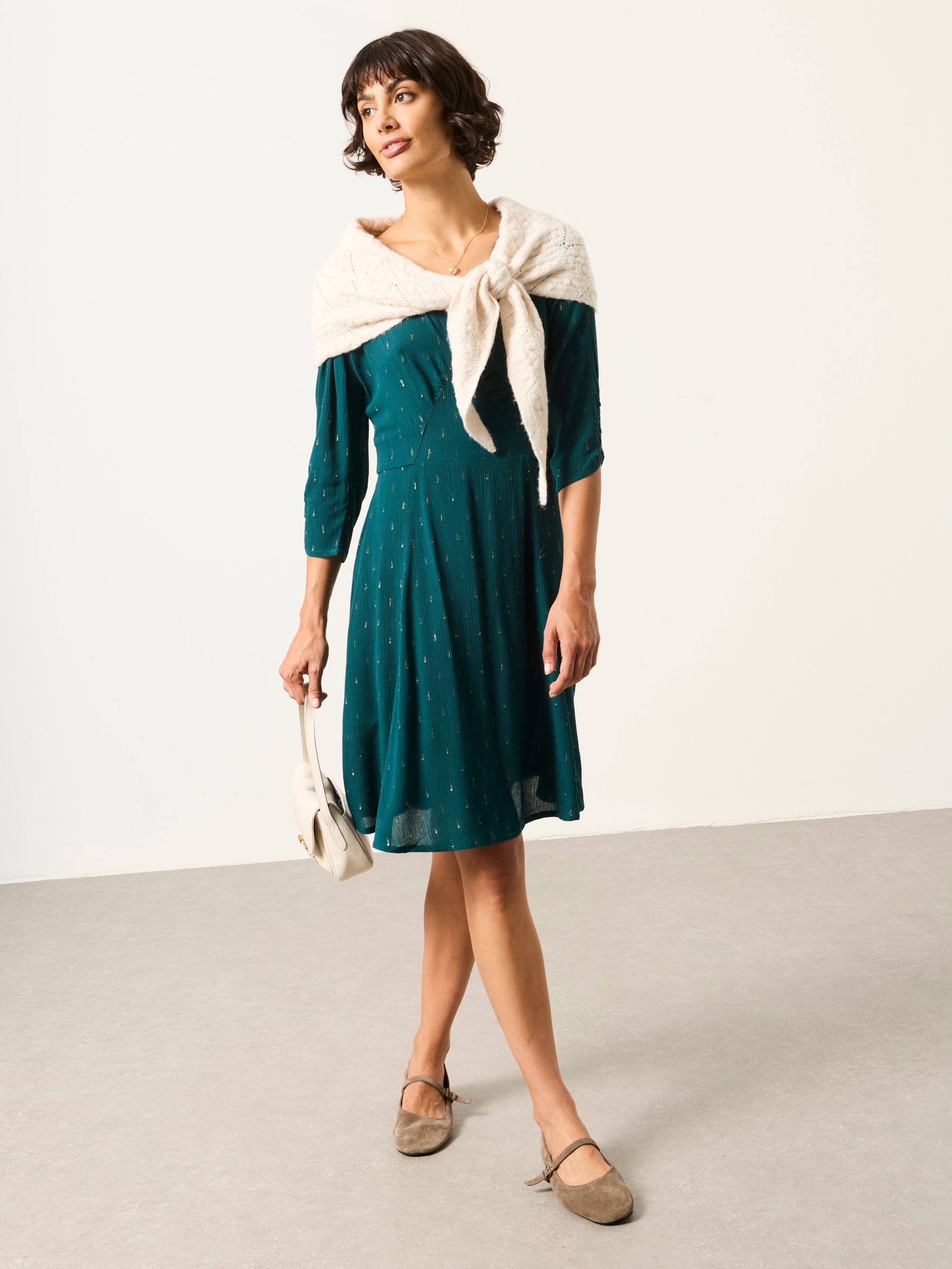 Anya Teal Blue Spot Dress - Image 5 of 6