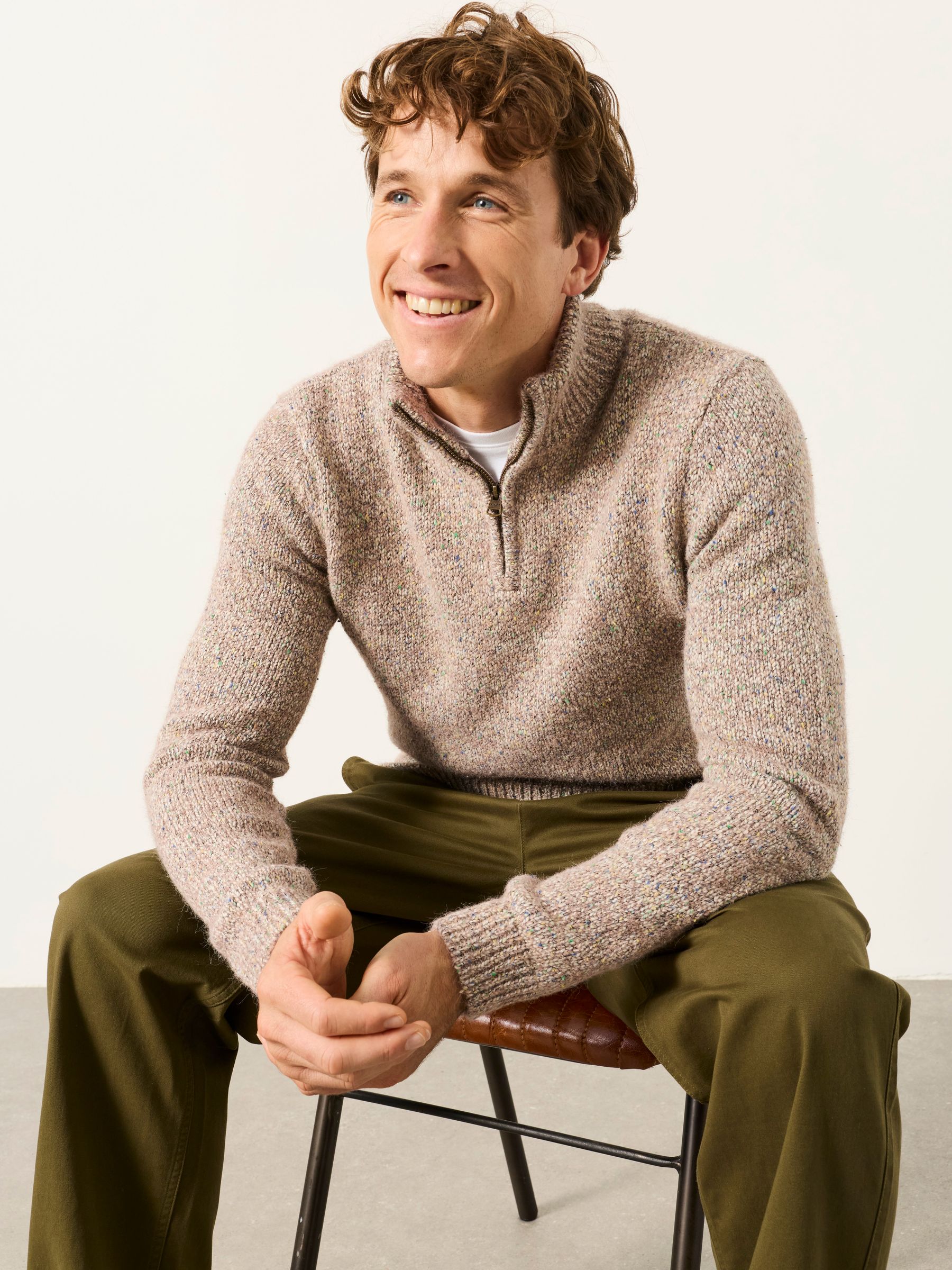Natural Milport Knitted Half Neck Jumper - Image 5 of 6