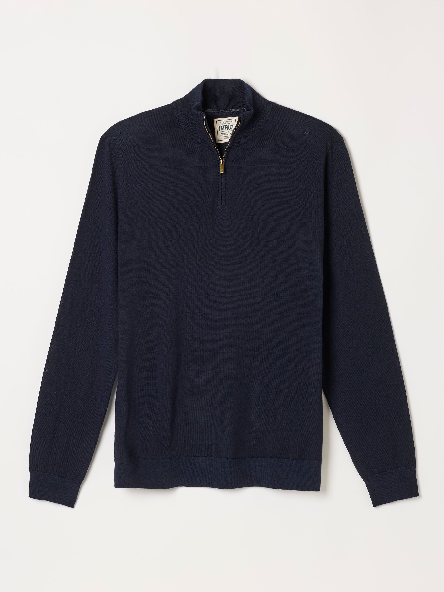 Malton Navy 100% Merino Wool Quarter Zip Knitted Jumper - Image 6 of 6 Malton Navy 100% Merino Wool Quarter Zip Knitted Jumper - Image 6 of 6