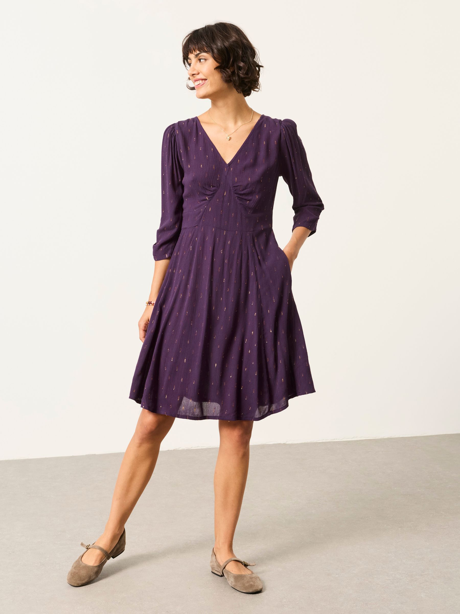 Anya Purple Spot Dress - Image 1 of 6 Anya Purple Spot Dress - Image 1 of 6