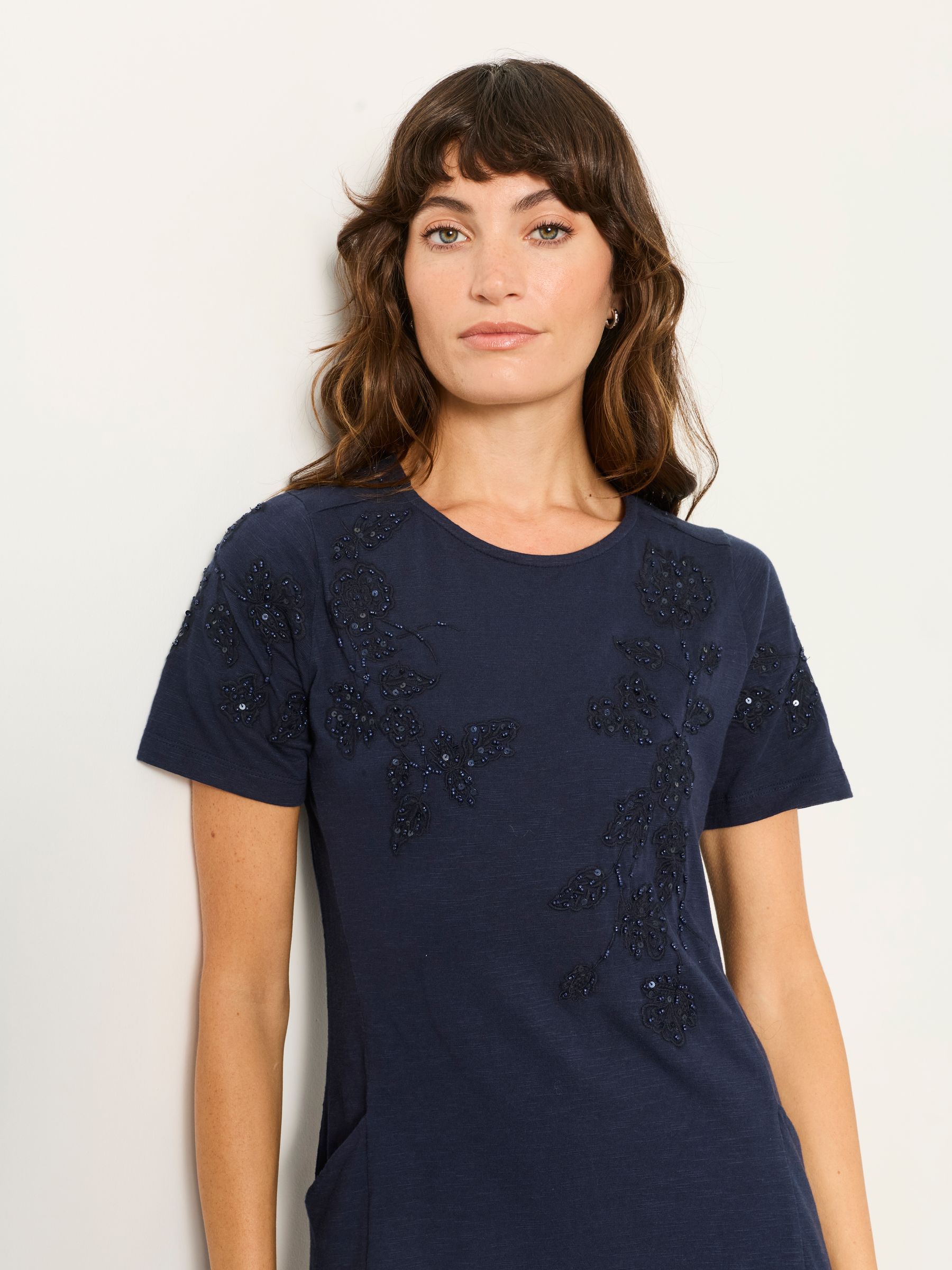 Simone Navy Floral Jersey Dress - Image 3 of 4