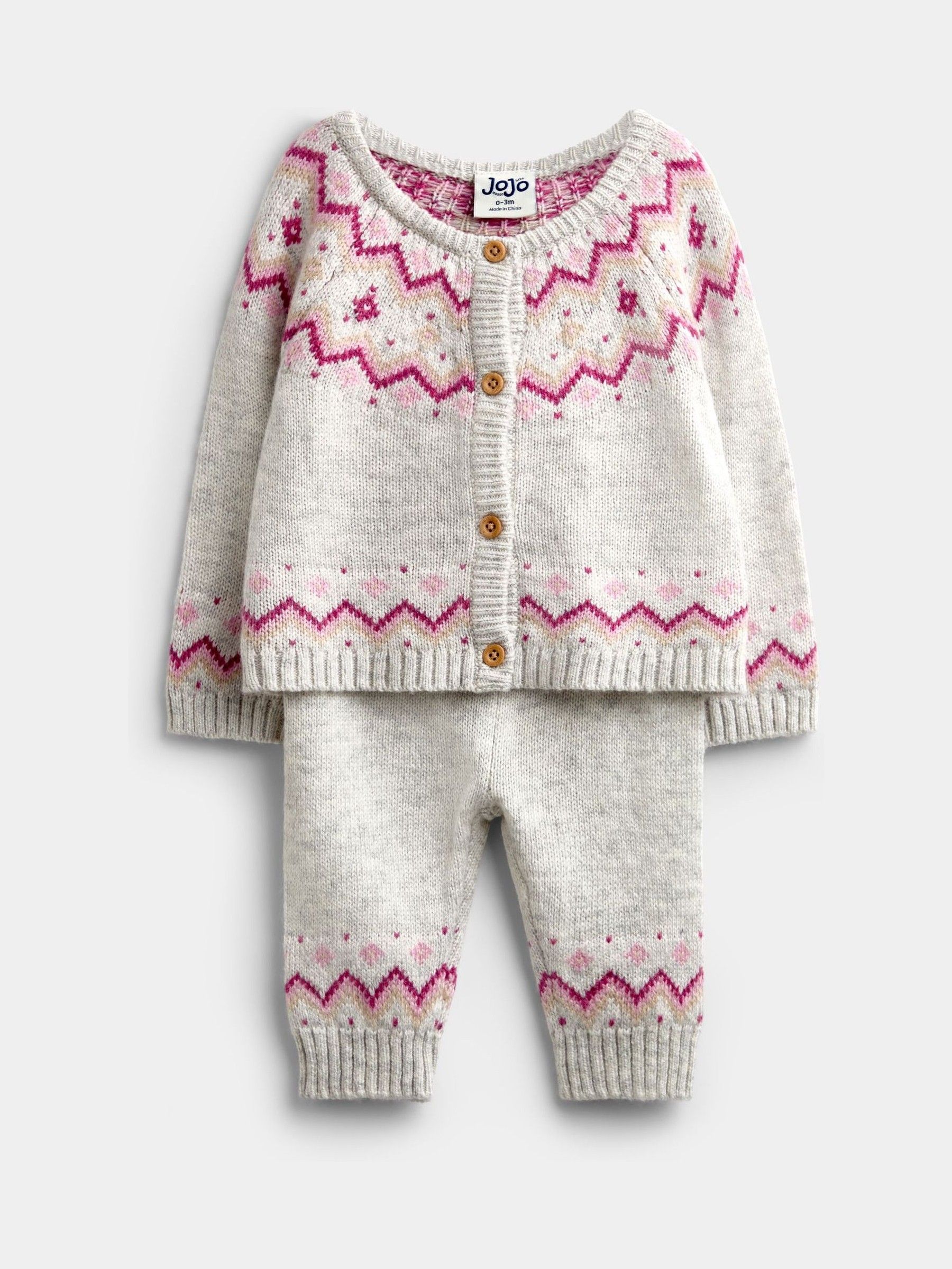Light Grey 3-Piece Fairisle Knit Set - Image 2 of 9