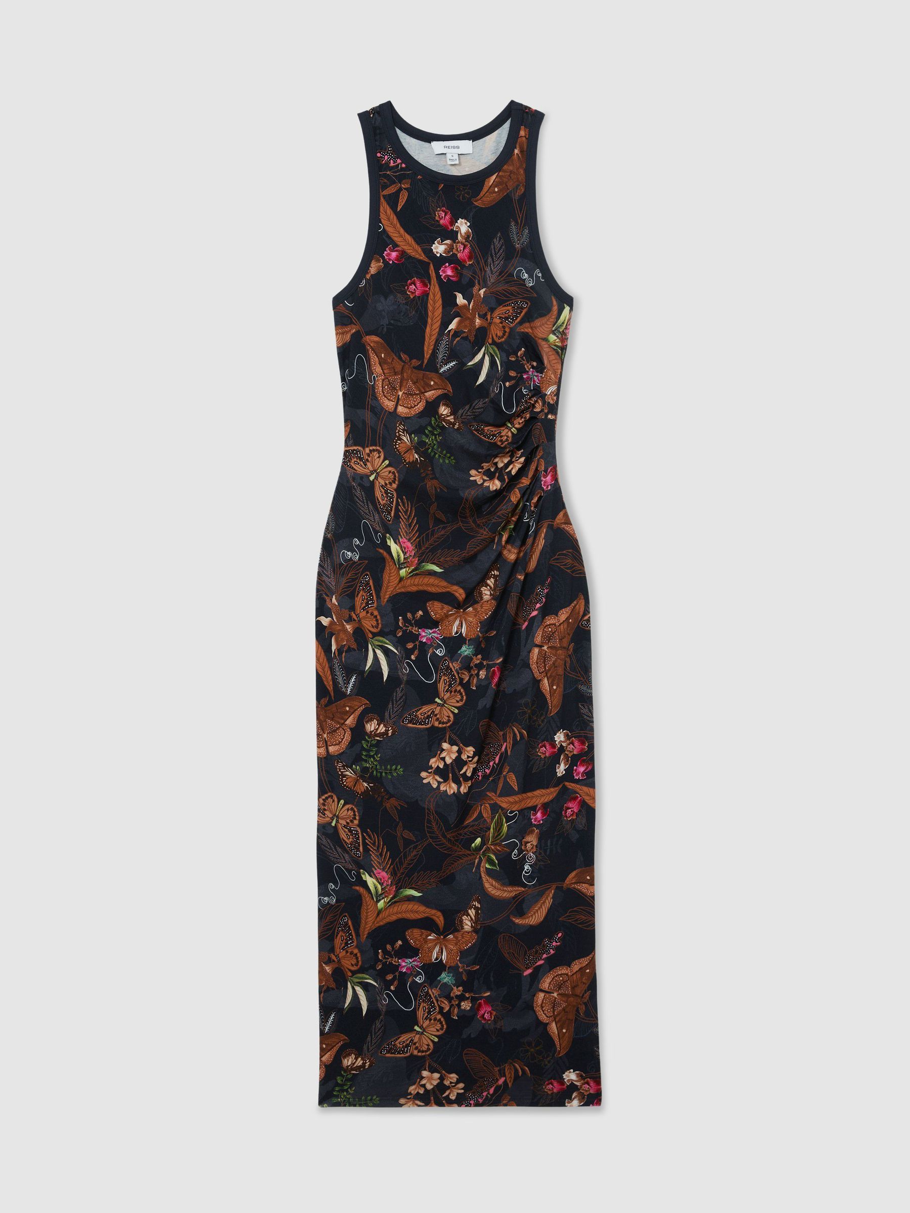 Reiss | NYBG Printed Jersey Midi Dress in Navy - Image 2 of 6