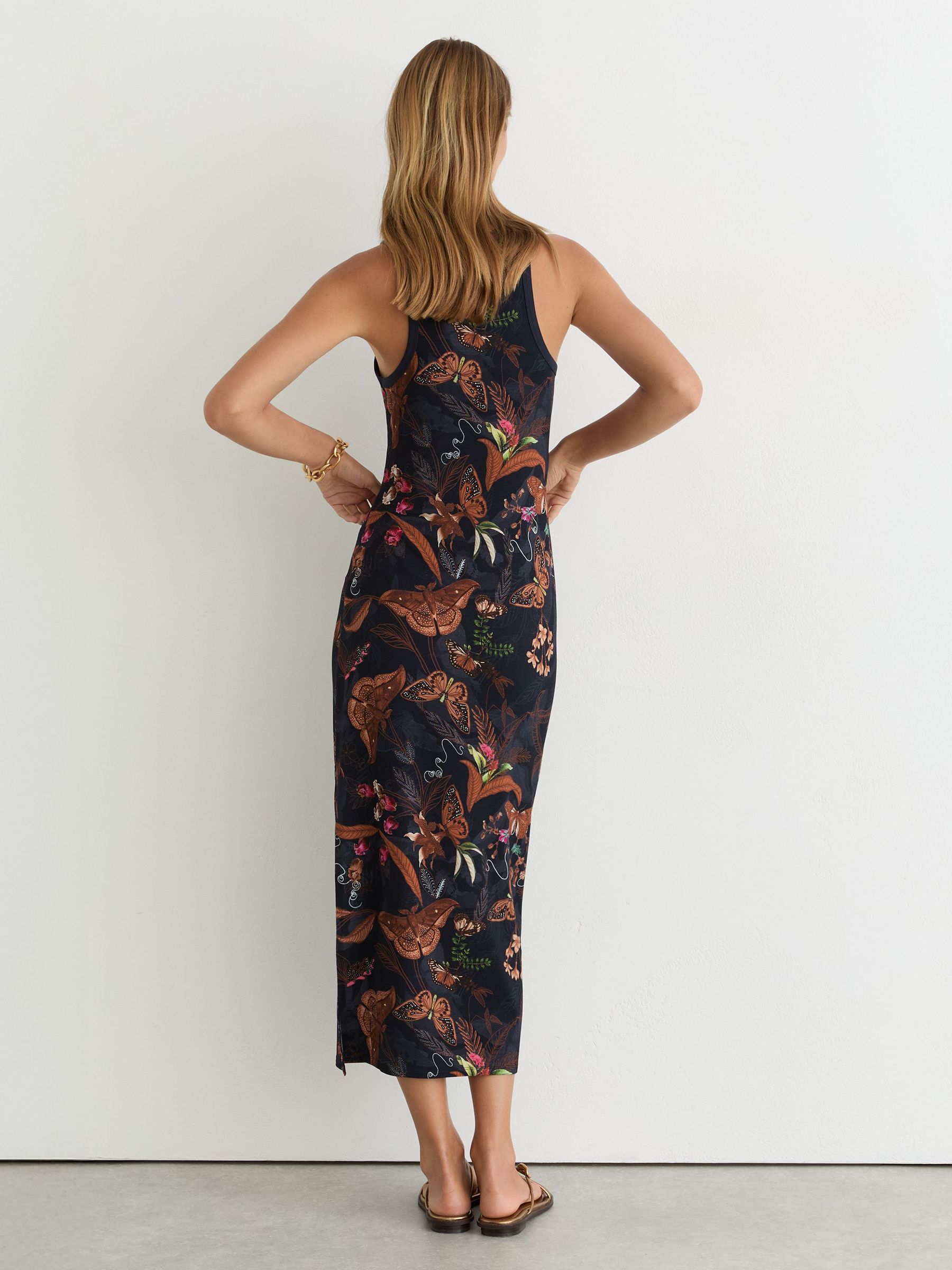 Reiss | NYBG Printed Jersey Midi Dress in Navy - Image 5 of 6