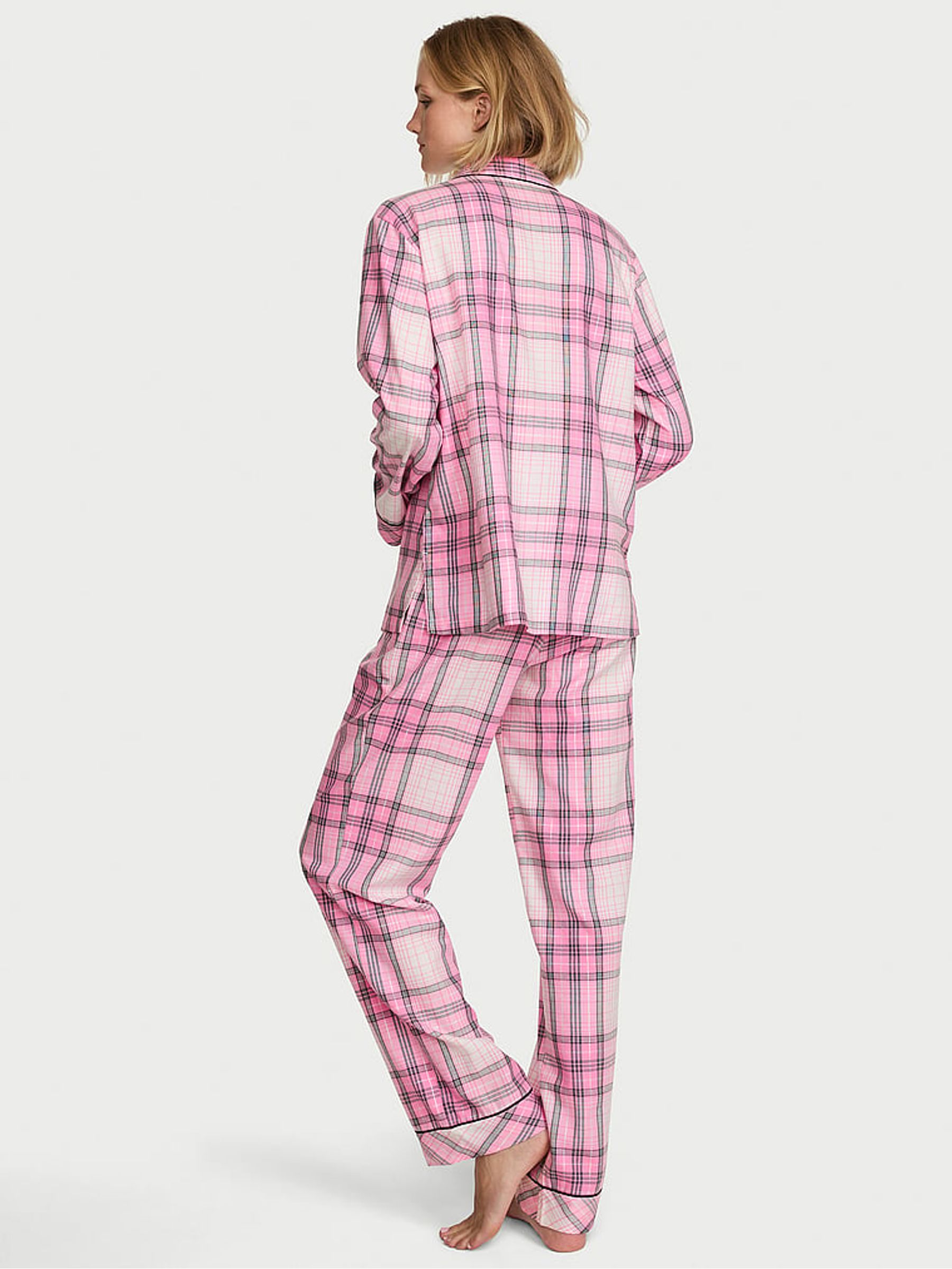 Pretty Blossom Pink Tartan Flannel Long Pyjama Set - Image 2 of 2