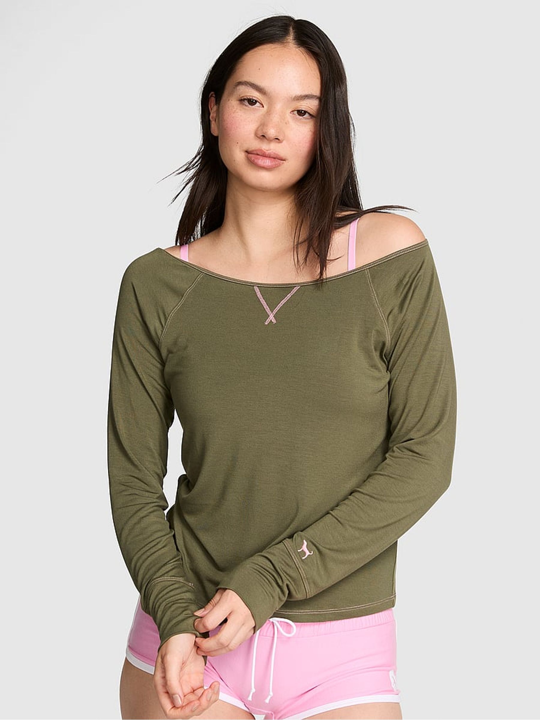 Artichoke Green Modal Long Sleeve Pyjamas Top - Image 1 of 2