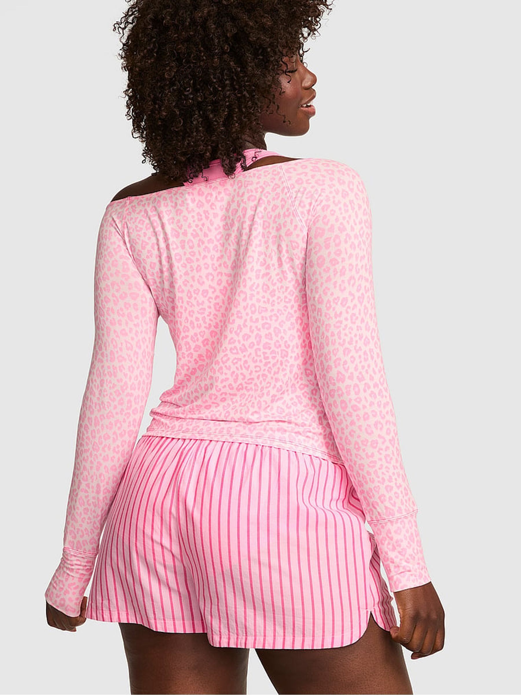 Pink Leopard Modal Long Sleeve Pyjamas Top - Image 2 of 2 Pink Leopard Modal Long Sleeve Pyjamas Top - Image 2 of 2