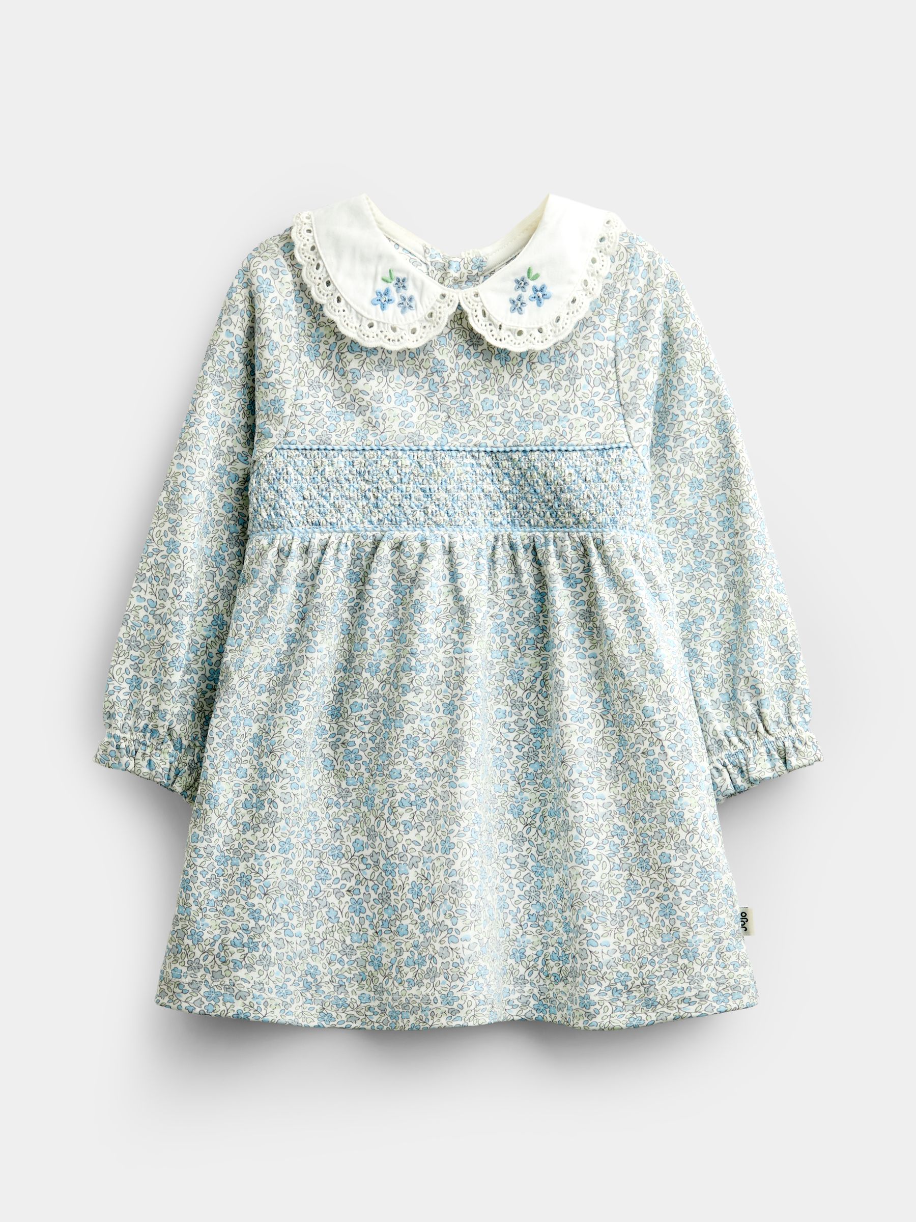 Blue Floral Smocked Dress Set - Image 2 of 7