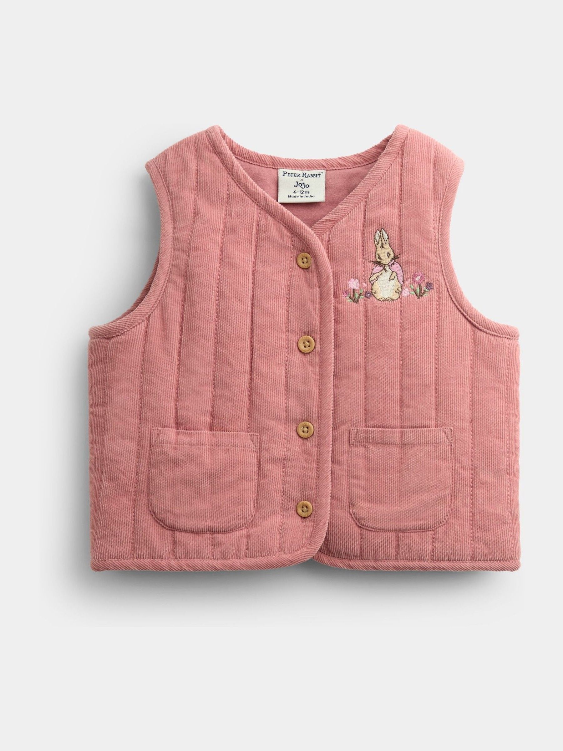 Rose Pink Peter Rabbit Flopsy Bunny Blouse, Legging & Gilet Baby Set - Image 4 of 11
