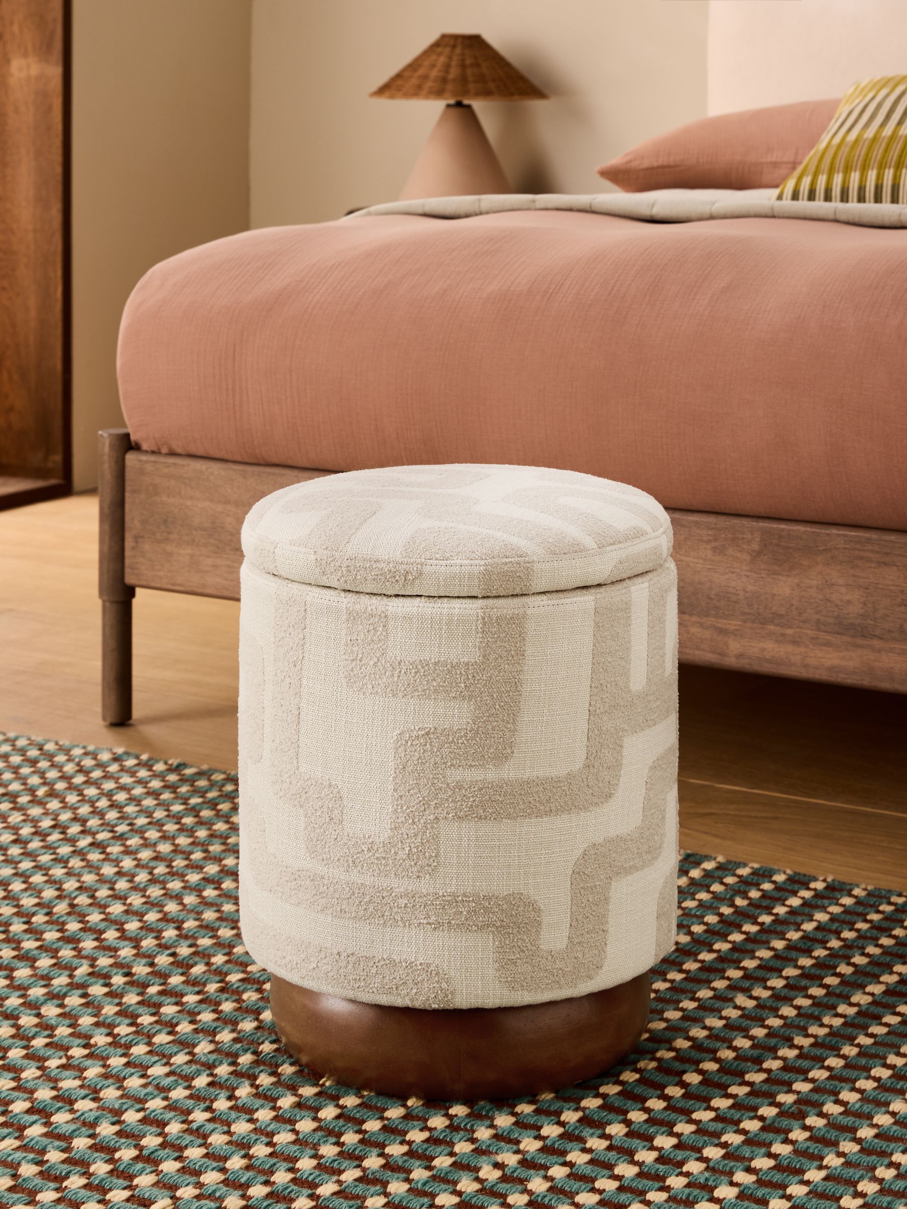 Inara Storage Stool in Natural Sand Clyde Abstract Weave - Image 2 of 5