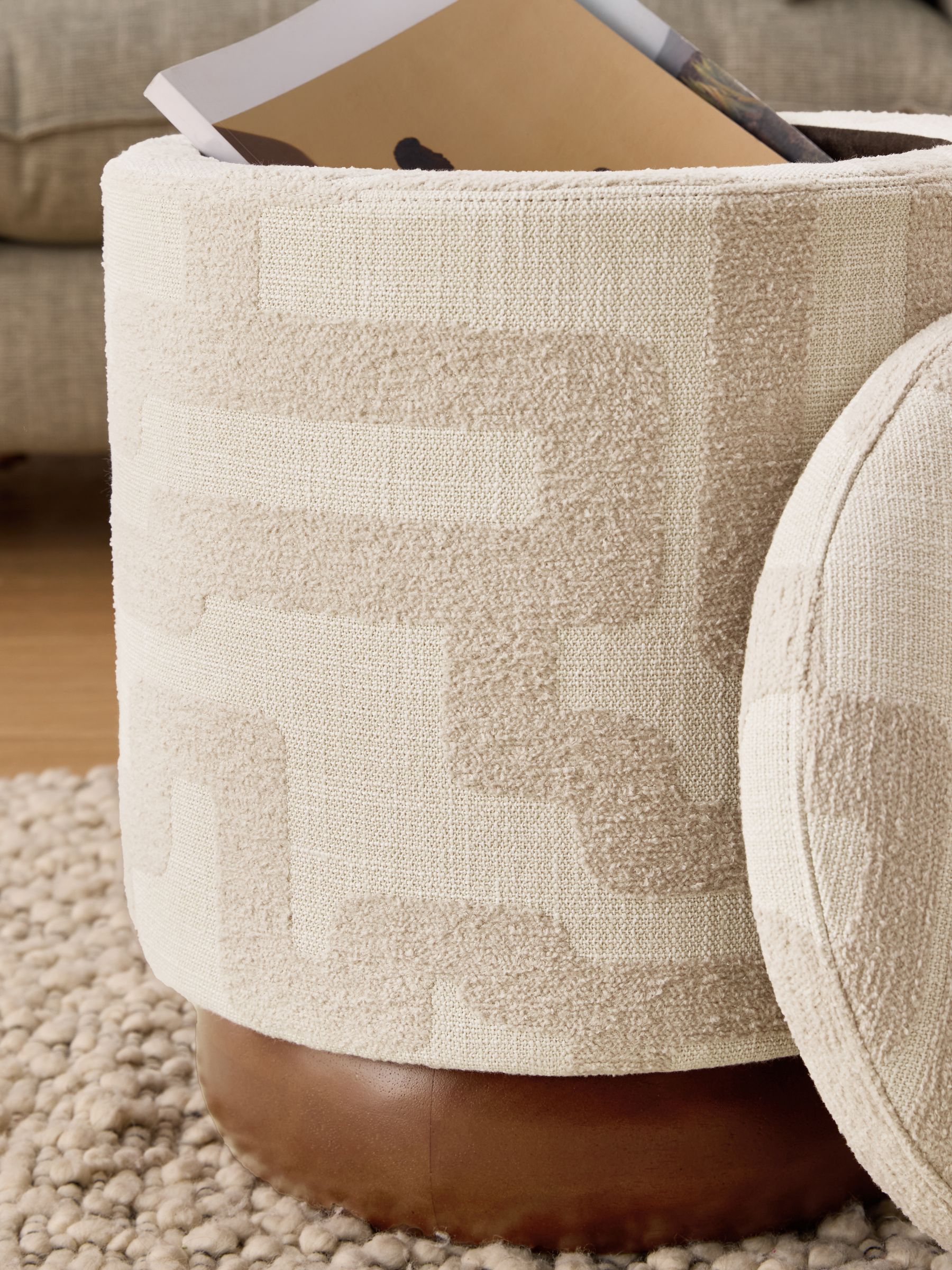 Inara Storage Stool in Natural Sand Clyde Abstract Weave - Image 4 of 5