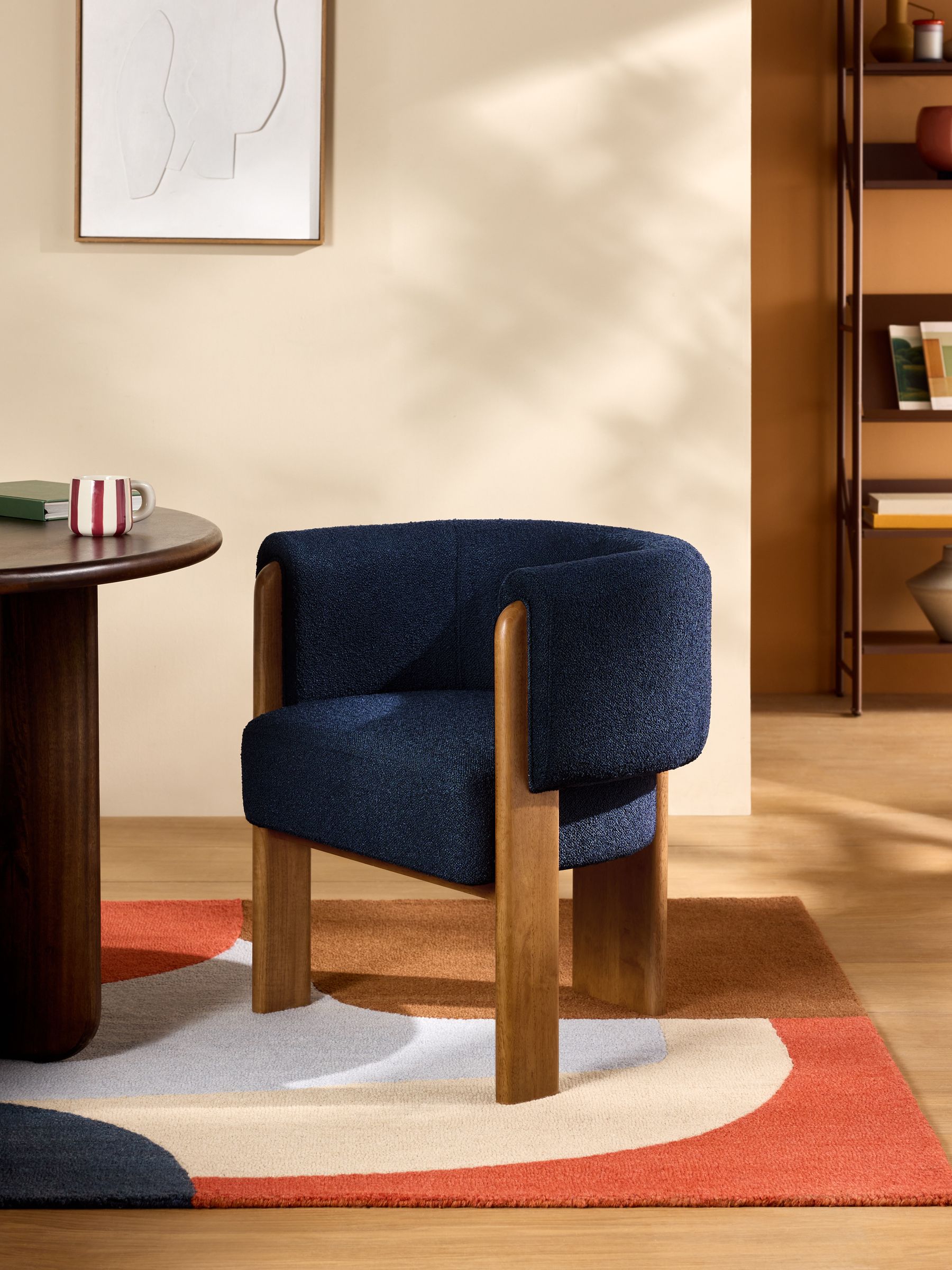 Calix Dining Chair in Navy Blue Soft Touch Boucle - Image 1 of 5