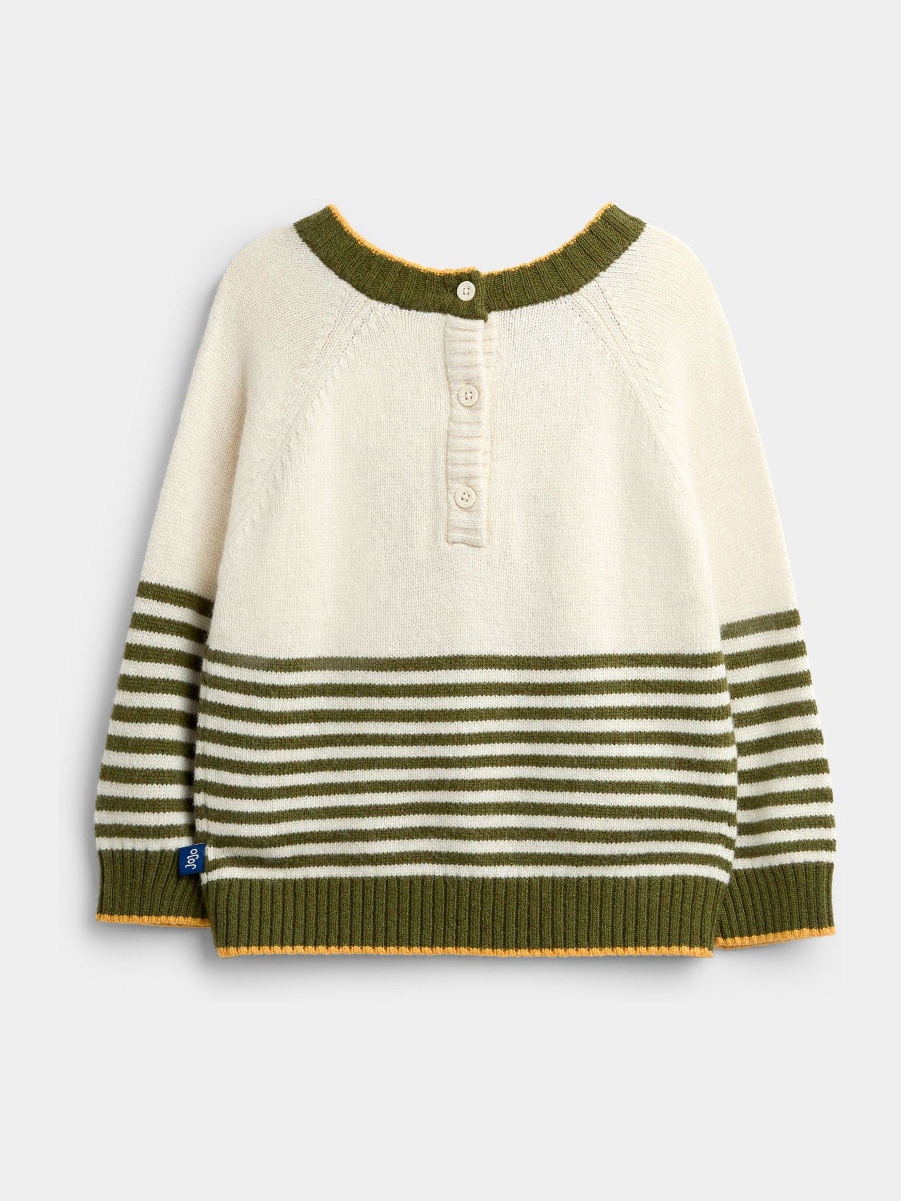 Natural Green Stripe Bear Appliqué Knitted Jumper - Image 2 of 4 Natural Green Stripe Bear Appliqué Knitted Jumper - Image 2 of 4