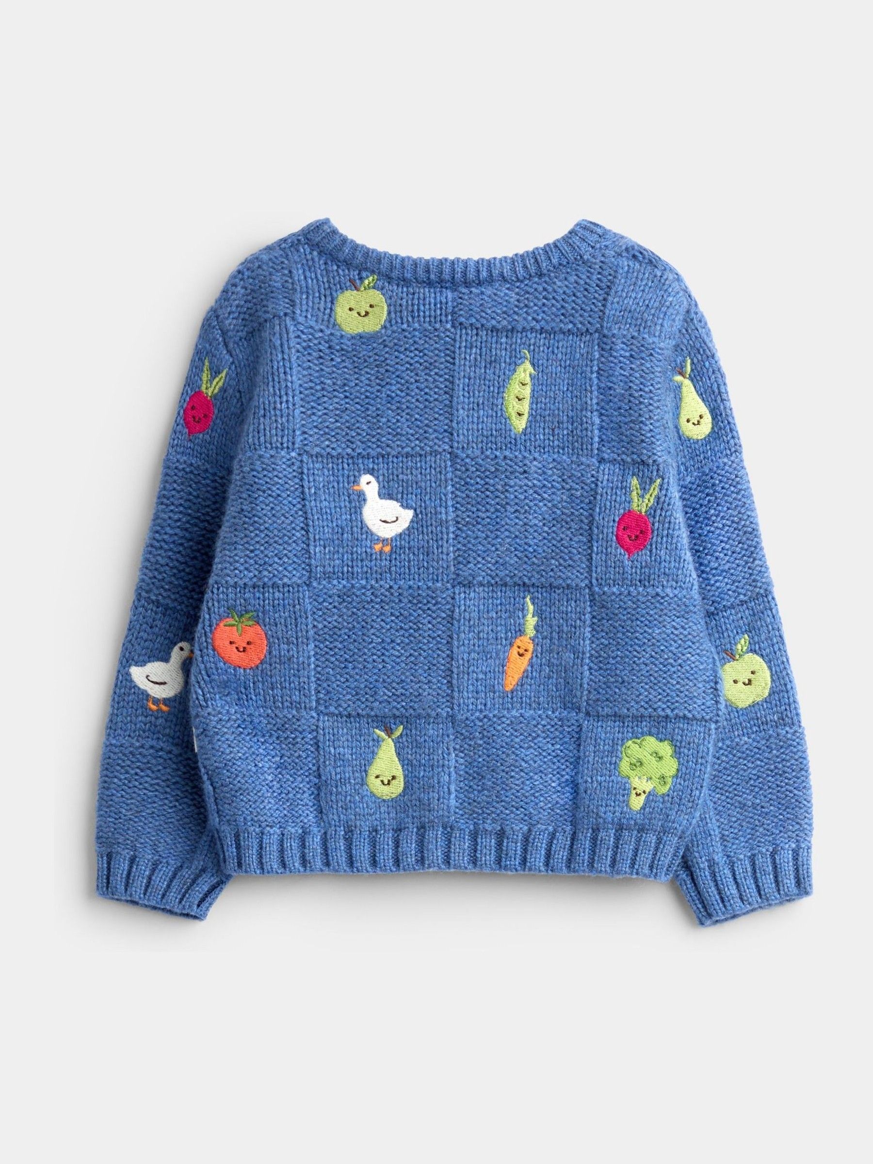 Navy Blue Vegetable Embroidered Knit Cardigan - Image 2 of 4