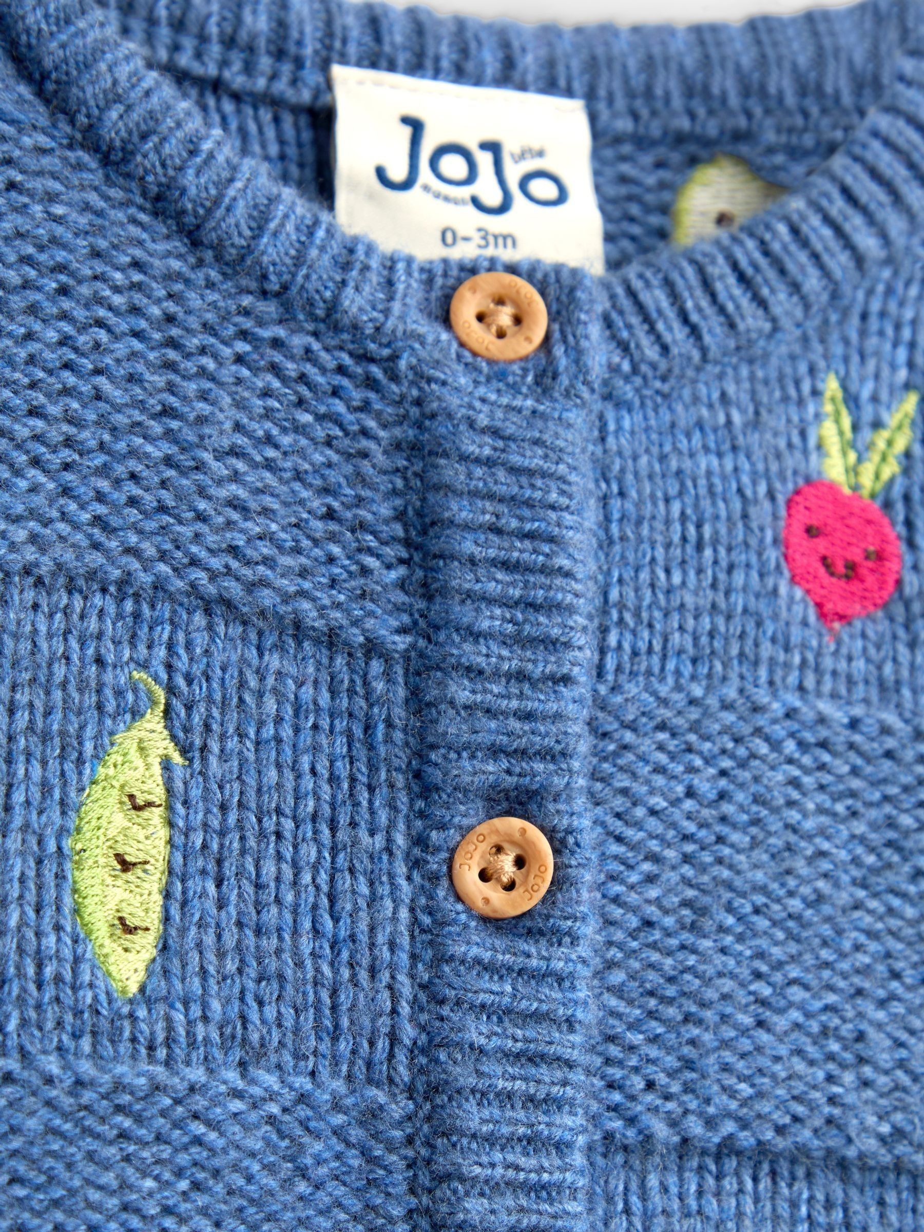 Navy Blue Vegetable Embroidered Knit Cardigan - Image 3 of 4