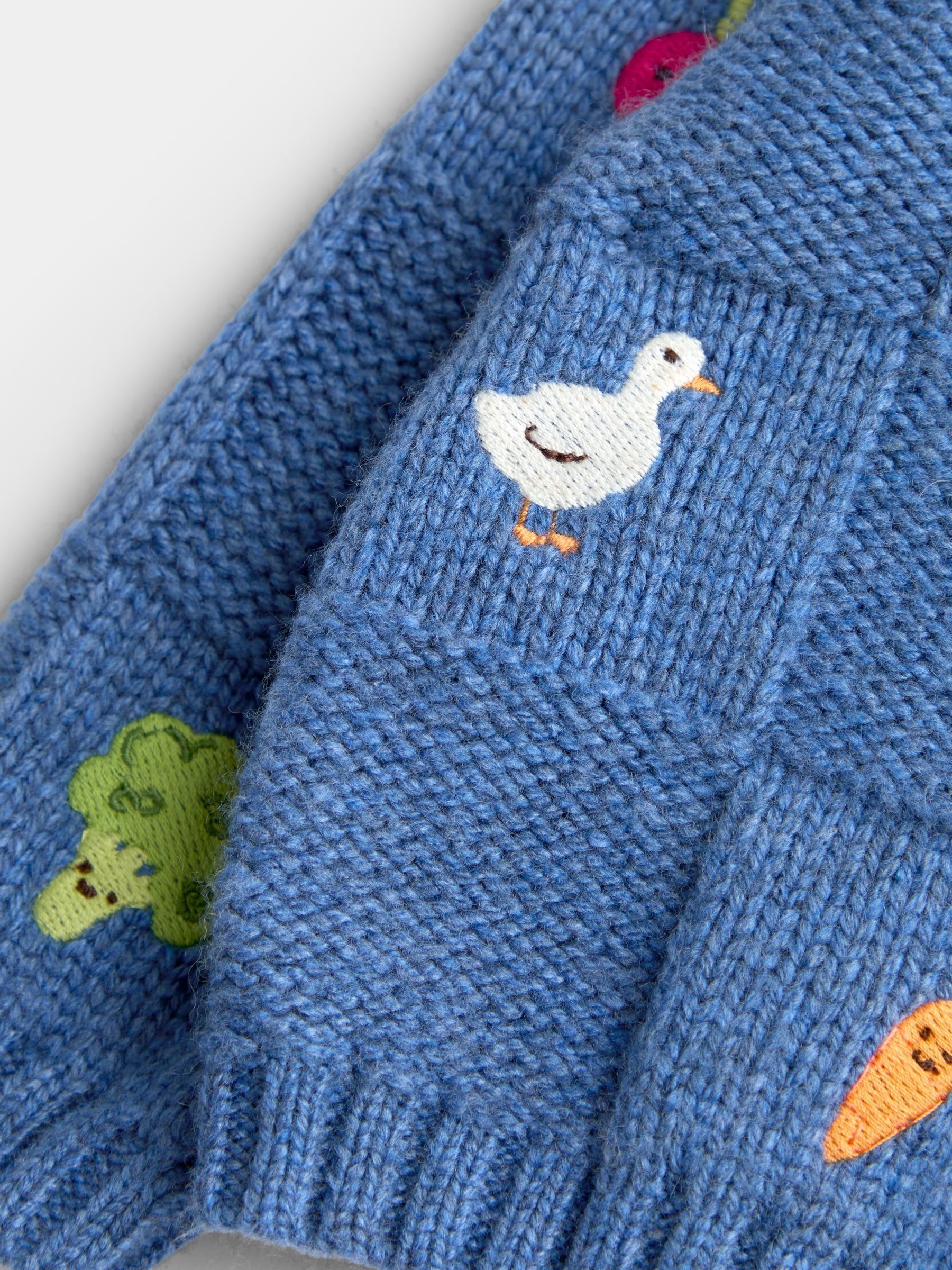 Navy Blue Vegetable Embroidered Knit Cardigan - Image 4 of 4