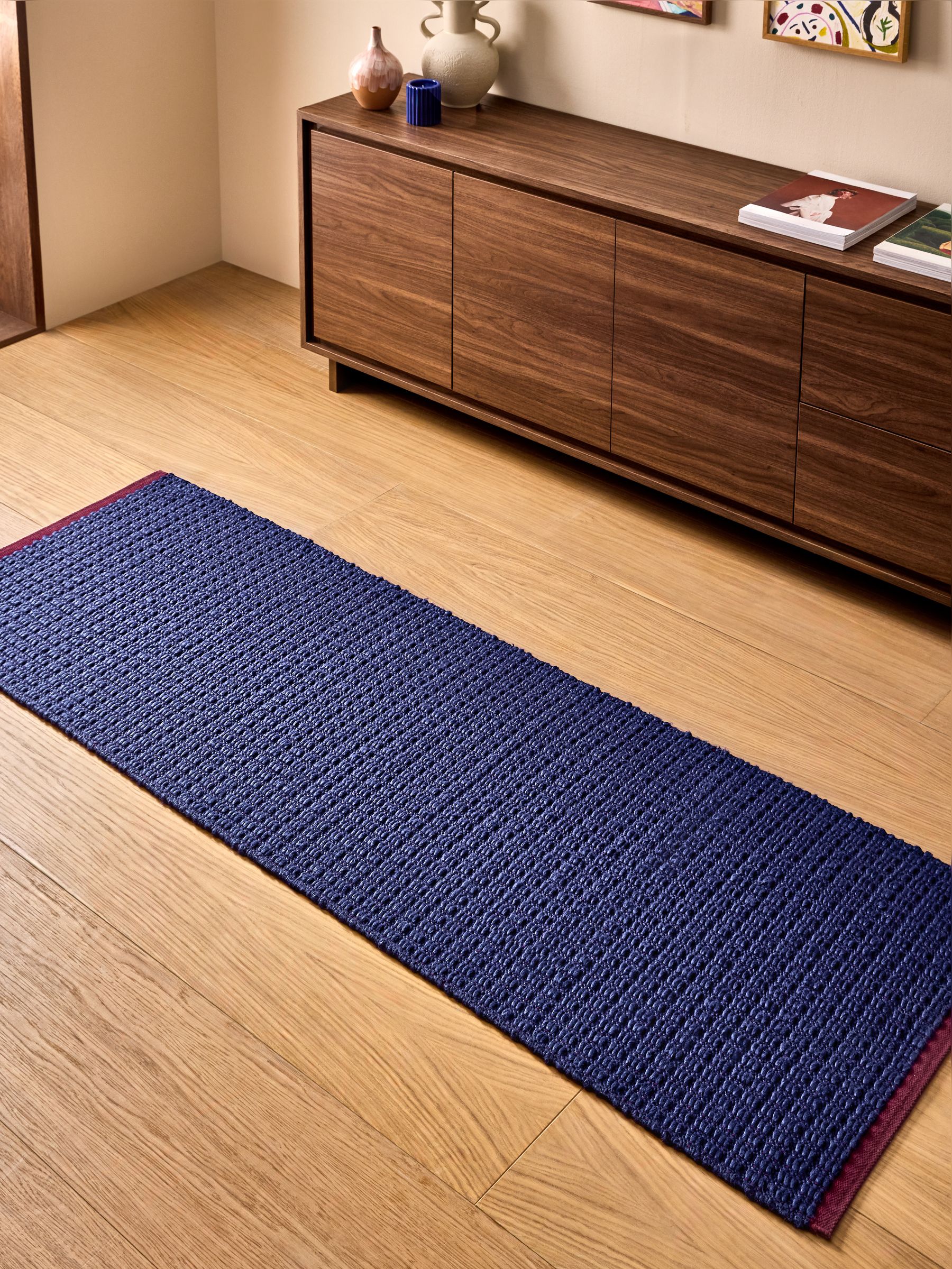 Kai Flatweave Runner in Blue - Image 1 of 5 Kai Flatweave Runner in Blue - Image 1 of 5