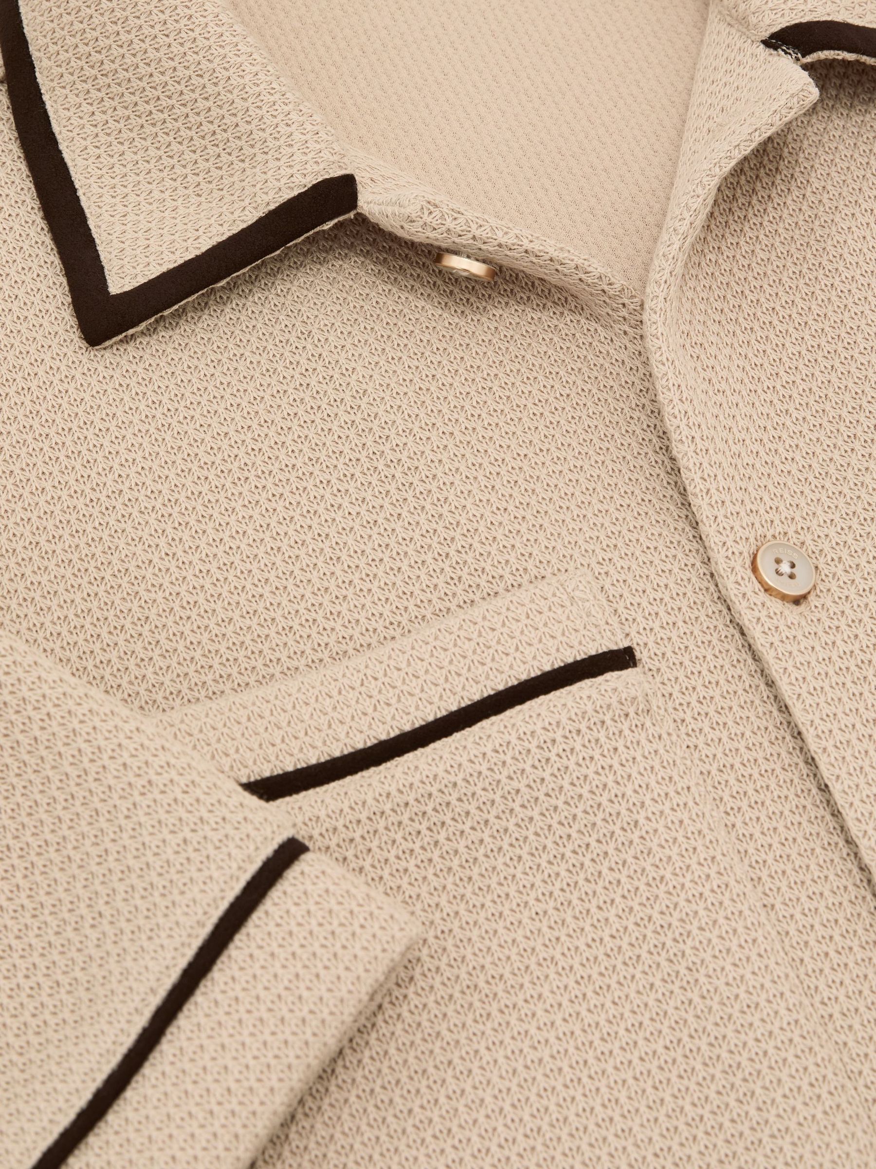 Textured Piped Short-Sleeve Shirt in Stone - Image 6 of 6