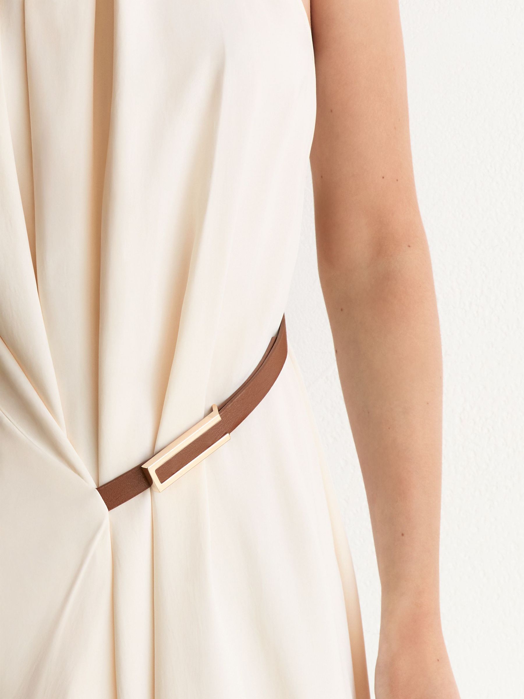 Half-Belt Gathered Maxi Dress in Ivory - Image 3 of 7