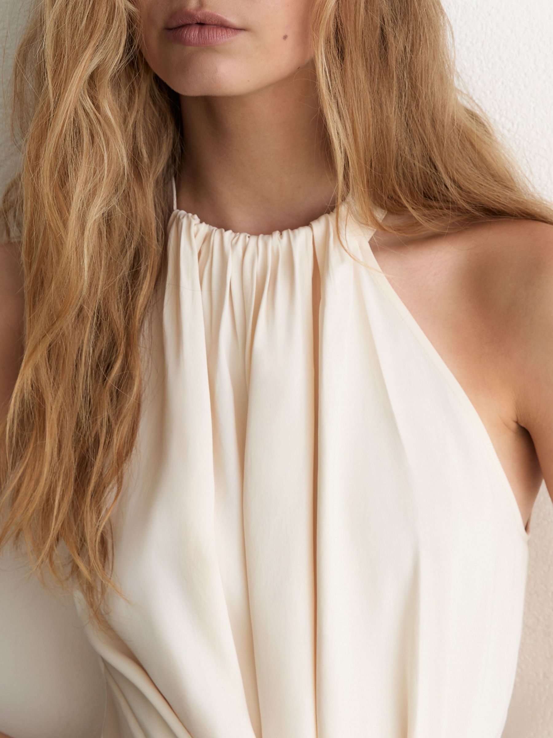 Half-Belt Gathered Maxi Dress in Ivory - Image 4 of 7