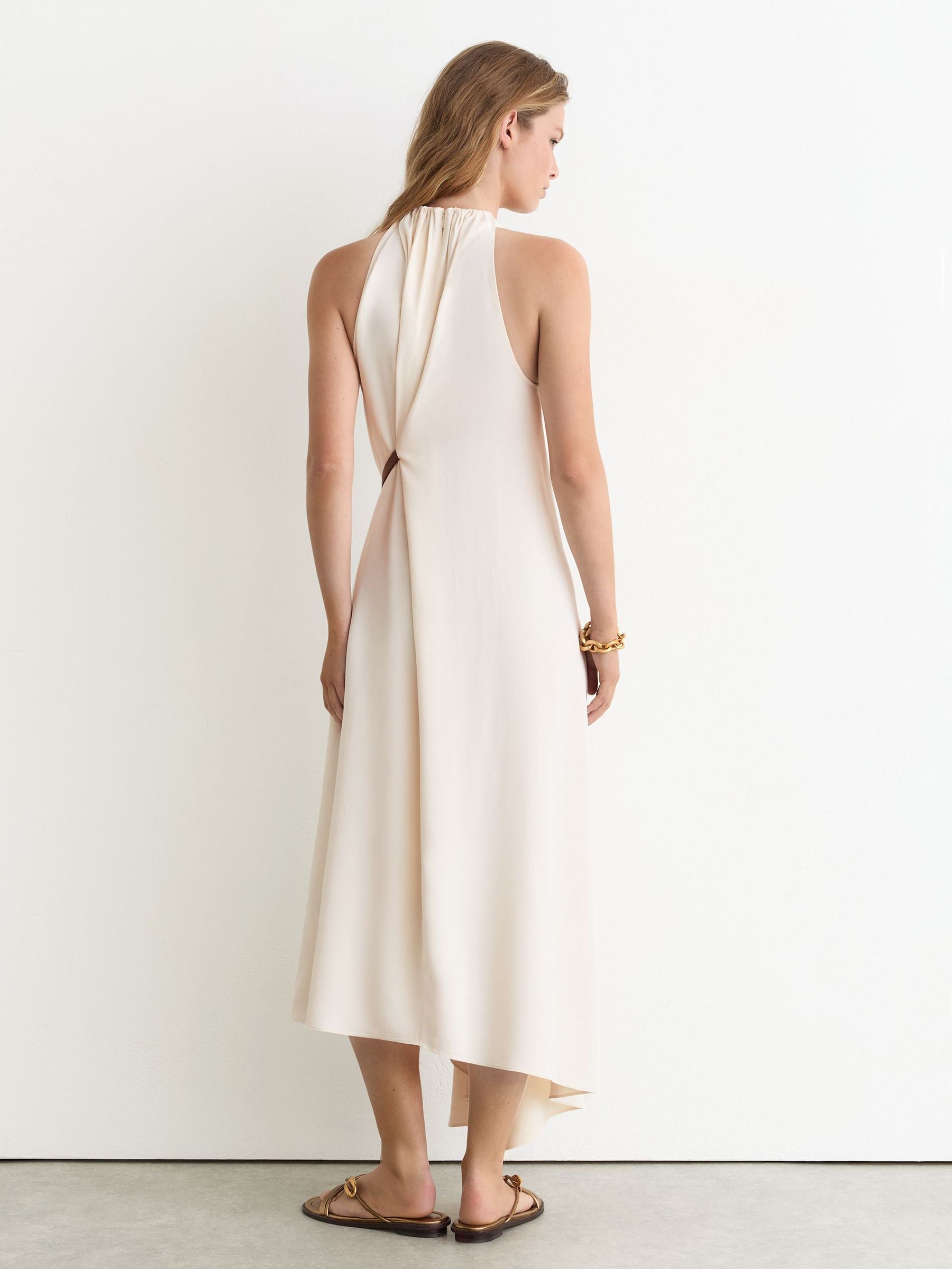 Half-Belt Gathered Maxi Dress in Ivory - Image 6 of 7