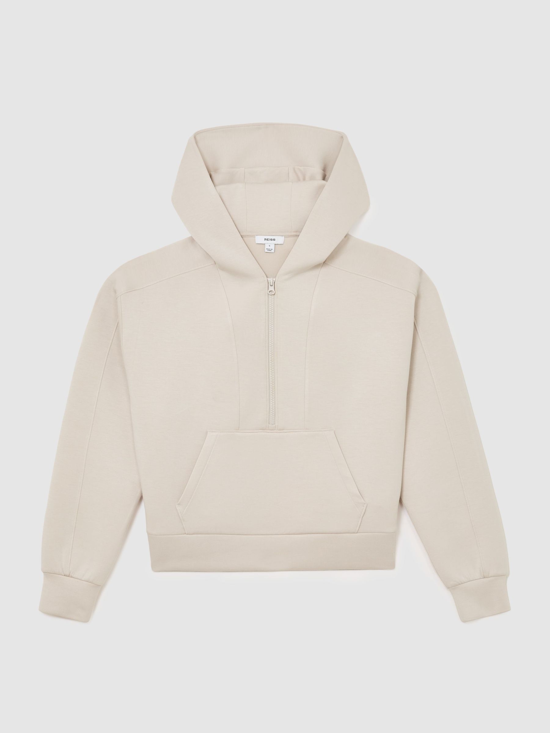 Premium Interlock Half-Zip Hoodie in Stone Neutral - Εικόνα 2 από 6