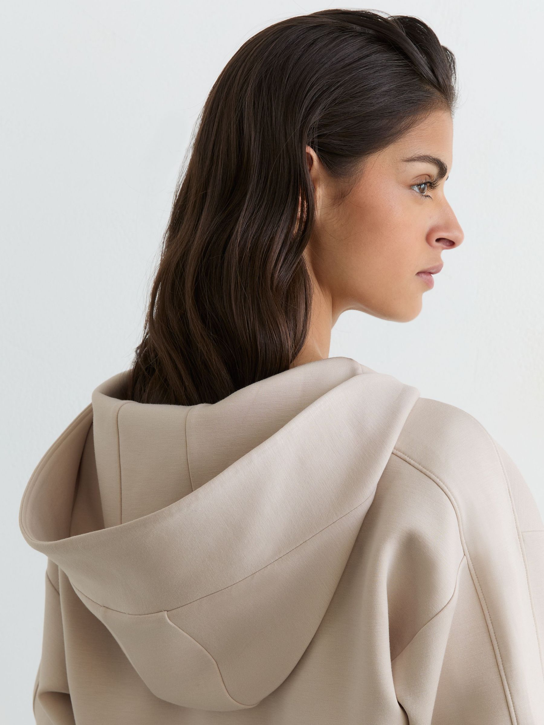 Premium Interlock Half-Zip Hoodie in Stone Neutral - image 5