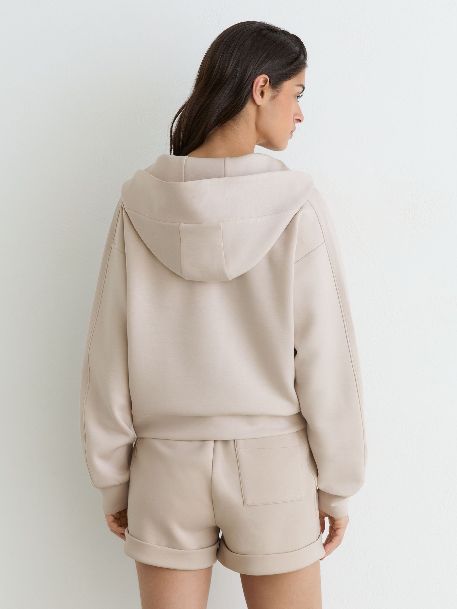 Premium Interlock Half-Zip Hoodie in Stone Neutral - image 4