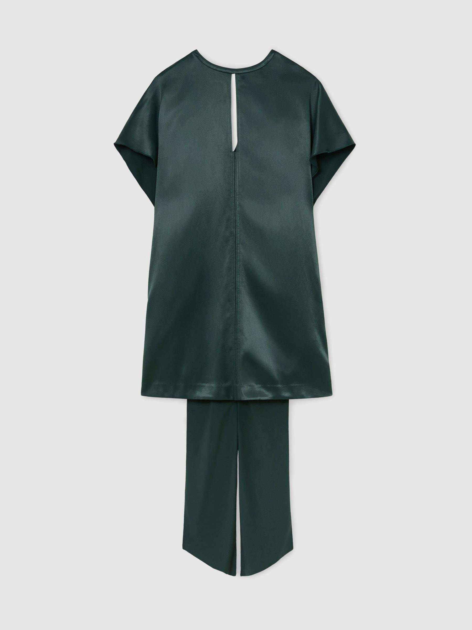 Satin Cape-Detail Mini Dress in Teal Green - Obrázek 2 z 7