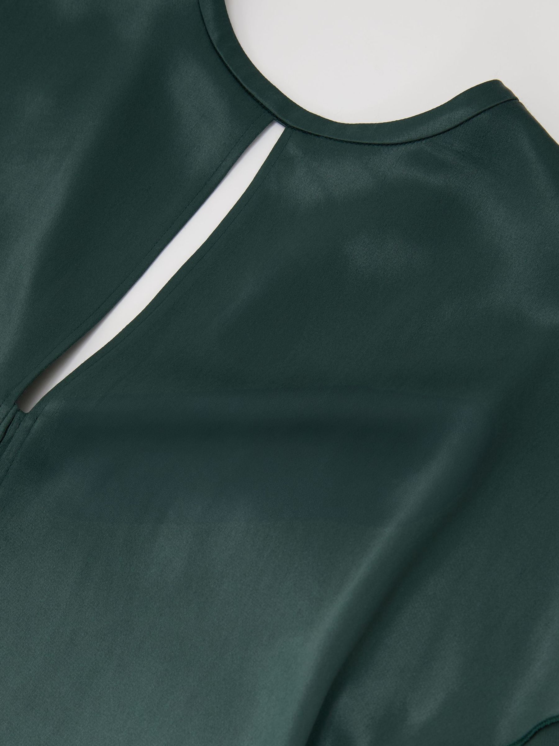 Satin Cape-Detail Mini Dress in Teal Green - Obrázek 7 z 7