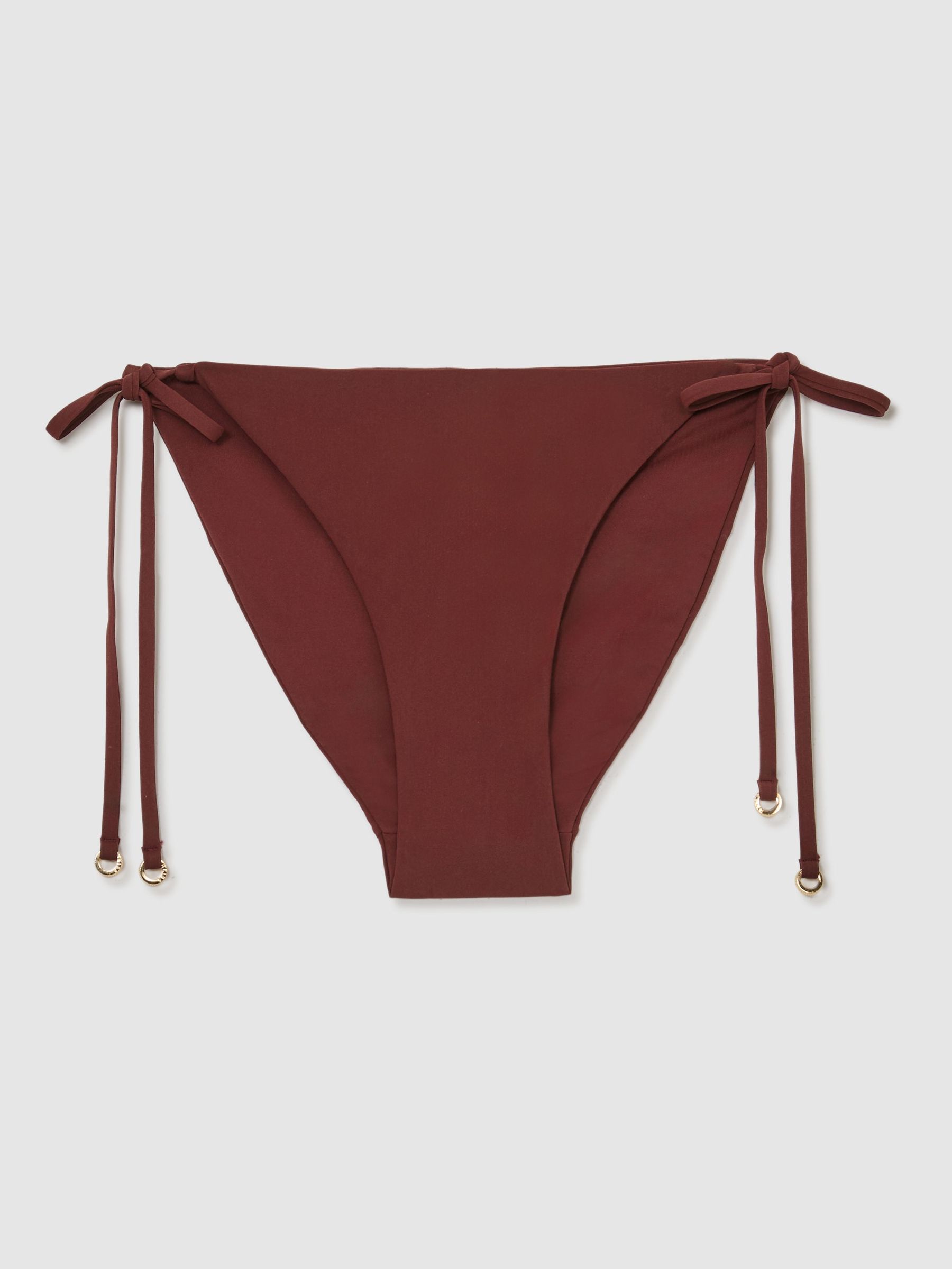 Side-Tie Low-Rise Bikini Bottoms in Rhubarb Red - Image 2 of 7