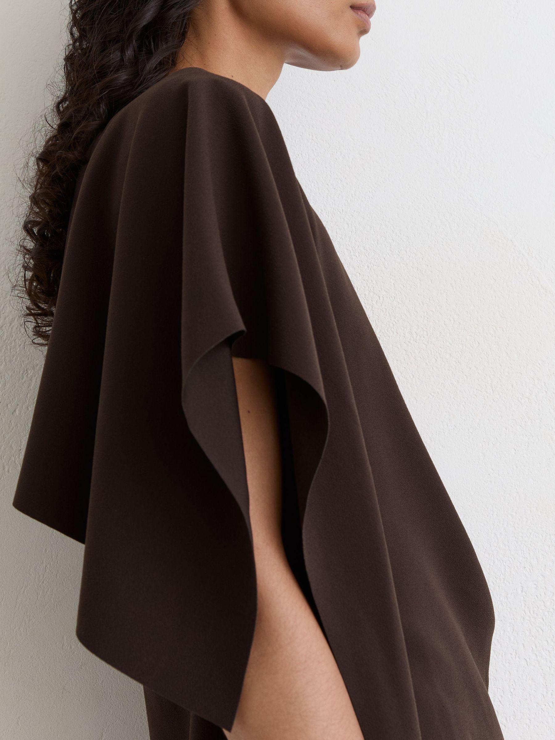 Asymmetric Drape Mini Dress in Grape Burgundy - Image 3 of 8