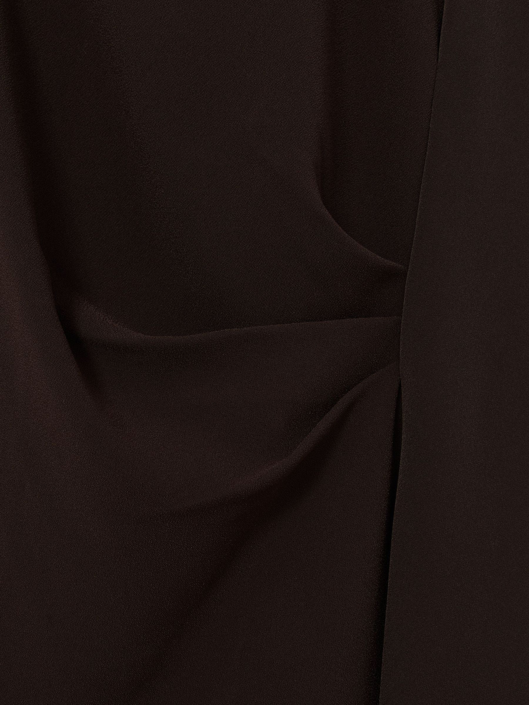 Asymmetric Drape Mini Dress in Grape Burgundy - Image 8 of 8