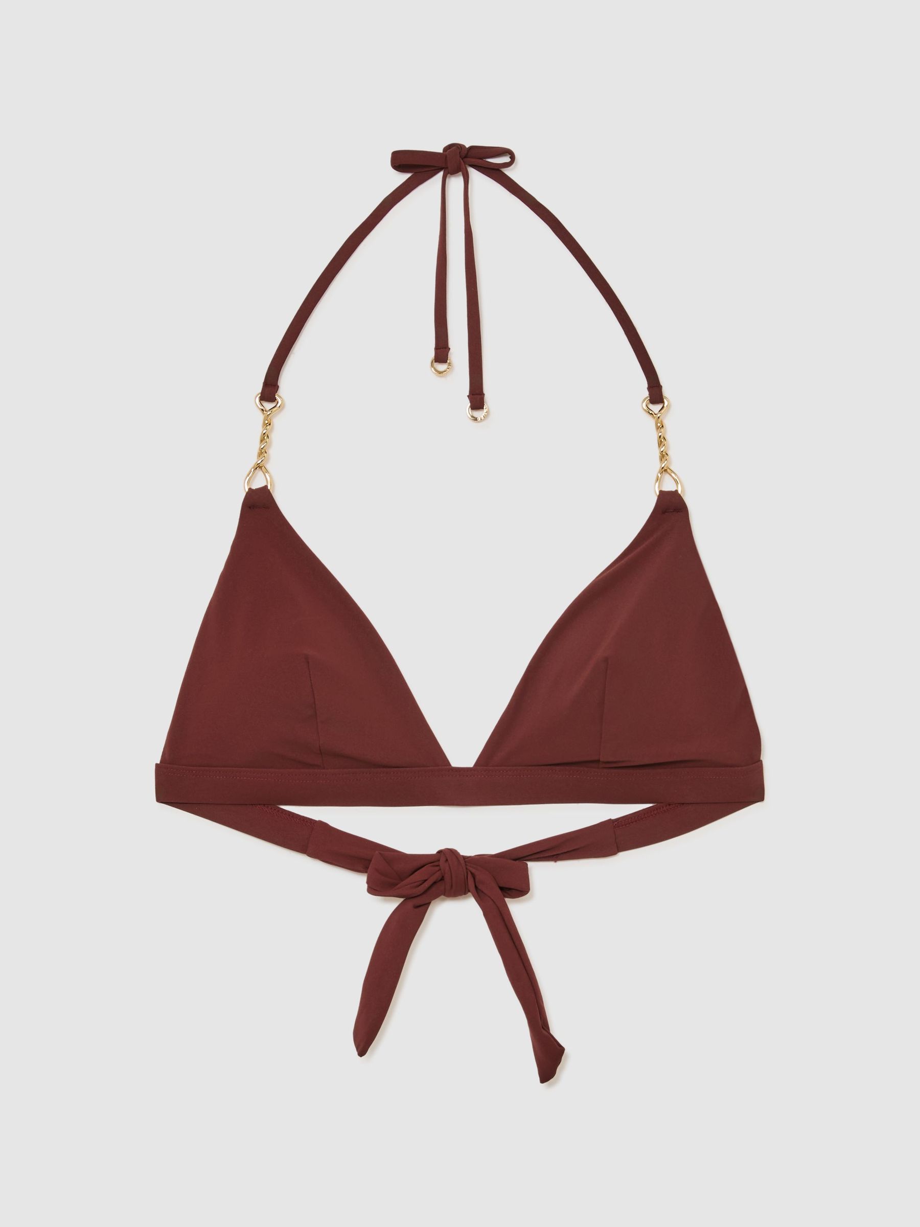 Triangle Hardware-Trim Bikini Top in Rhubarb Red - Image 2 of 9