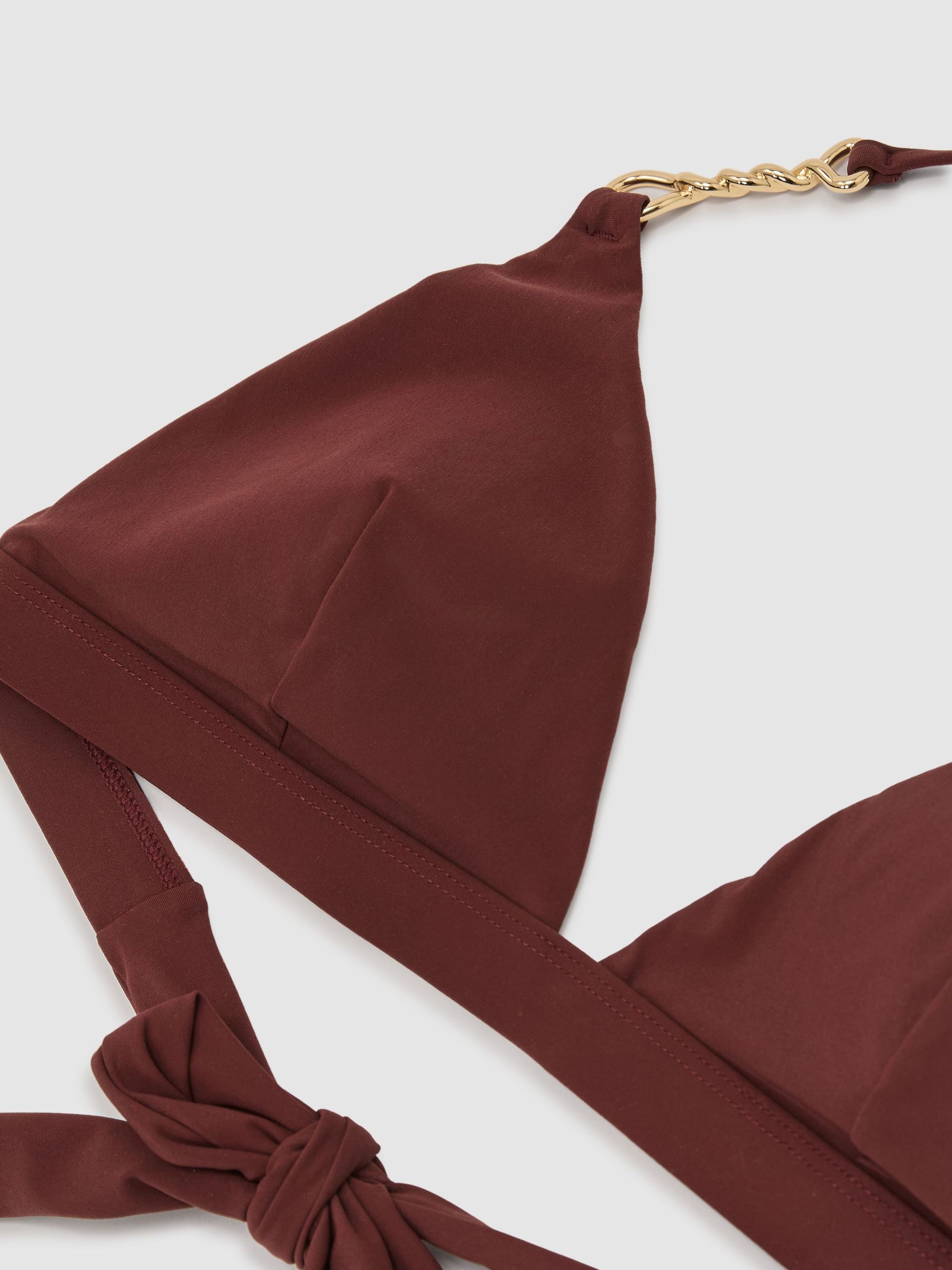 Triangle Hardware-Trim Bikini Top in Rhubarb Red - Image 9 of 9