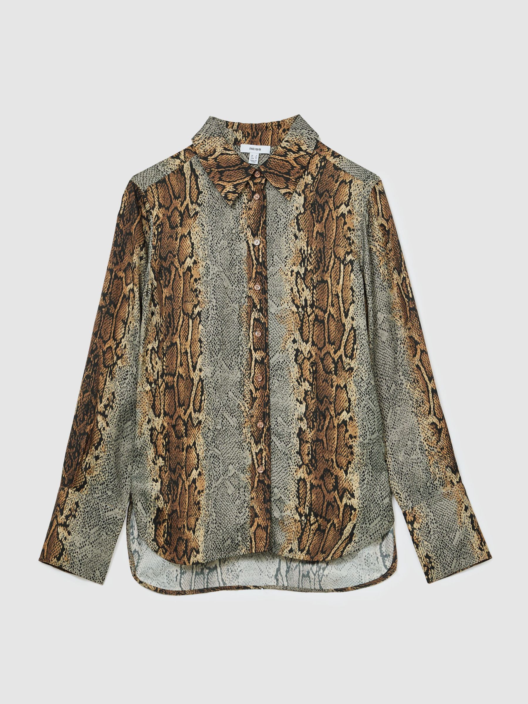 Snakeskin-Print Long-Sleeve Shirt in Neutral/Grey - Image 2 of 7