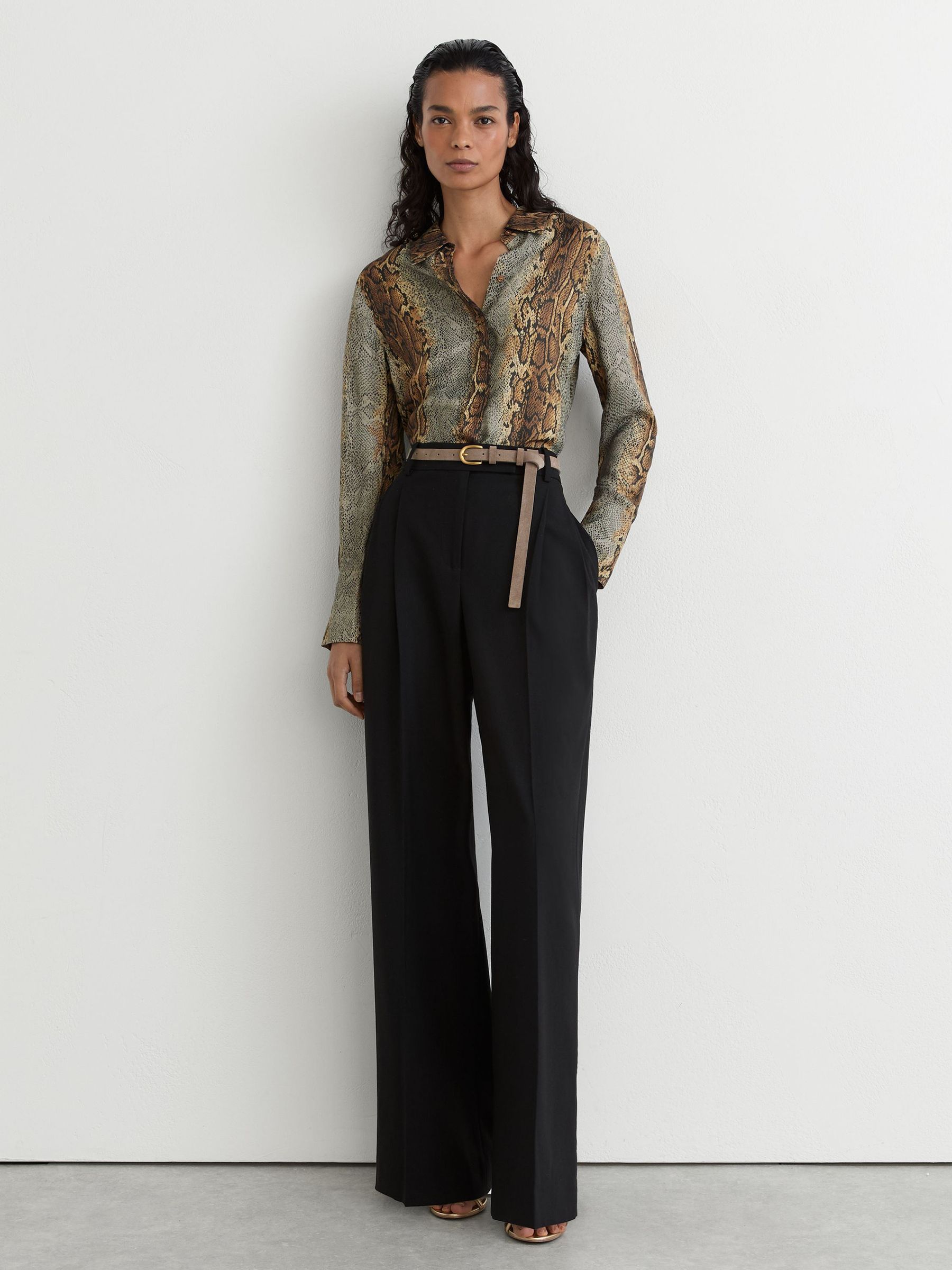 Snakeskin-Print Long-Sleeve Shirt in Neutral/Grey - Image 3 of 7