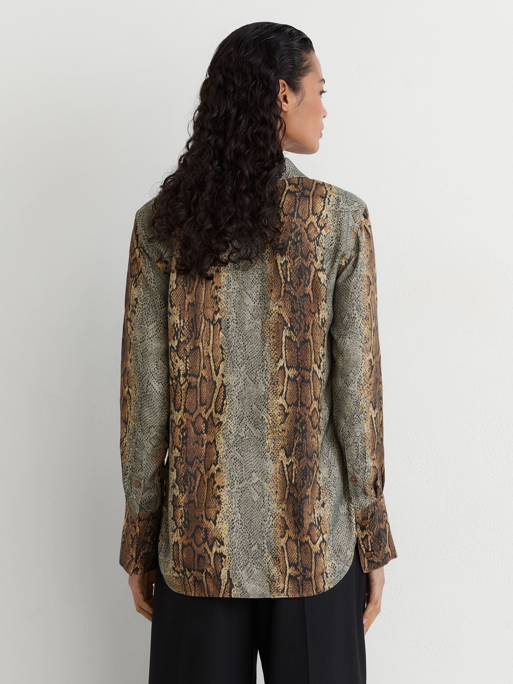 Snakeskin-Print Long-Sleeve Shirt in Neutral/Grey - Image 5 of 7