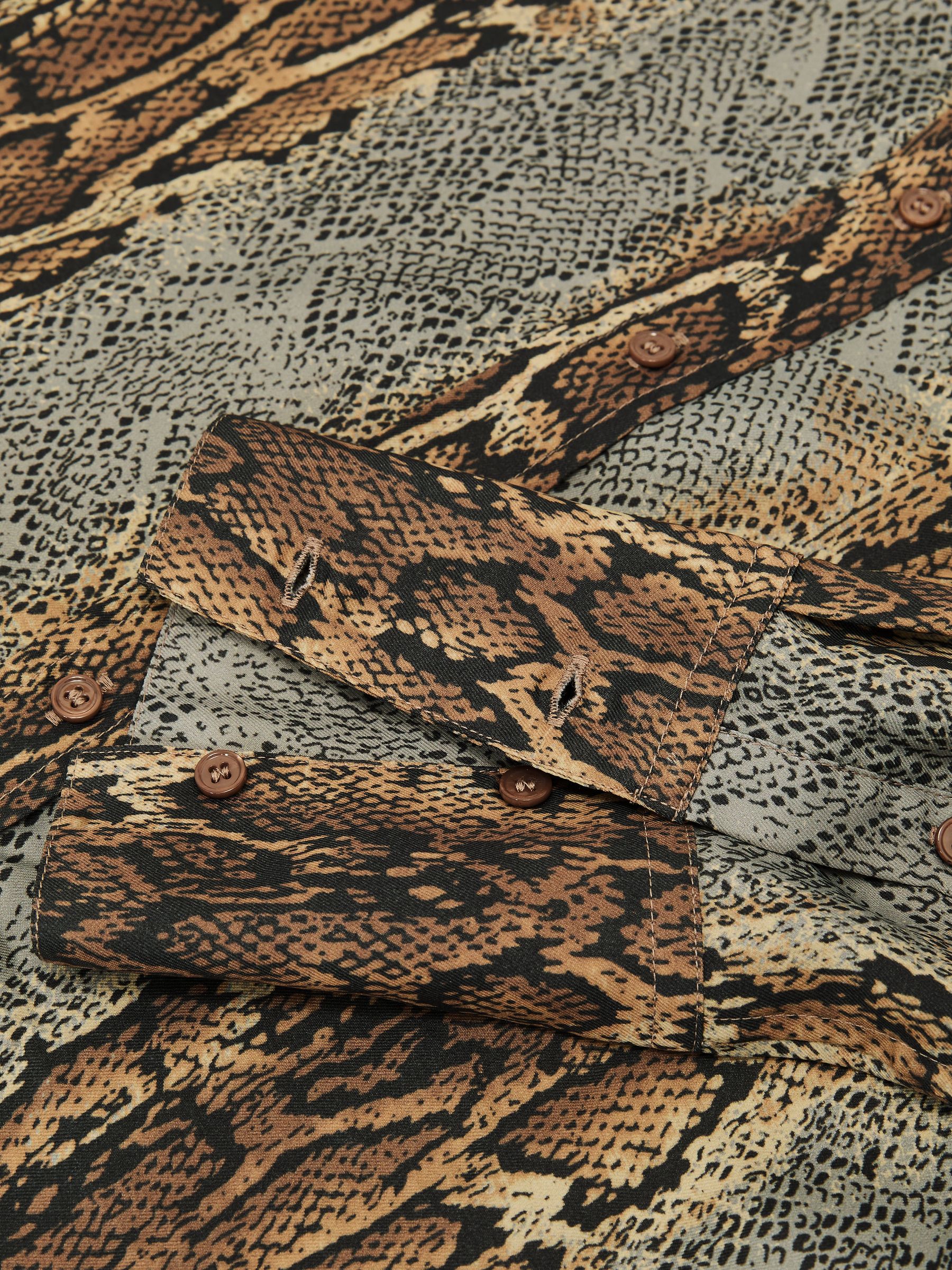 Snakeskin-Print Long-Sleeve Shirt in Neutral/Grey - Image 7 of 7